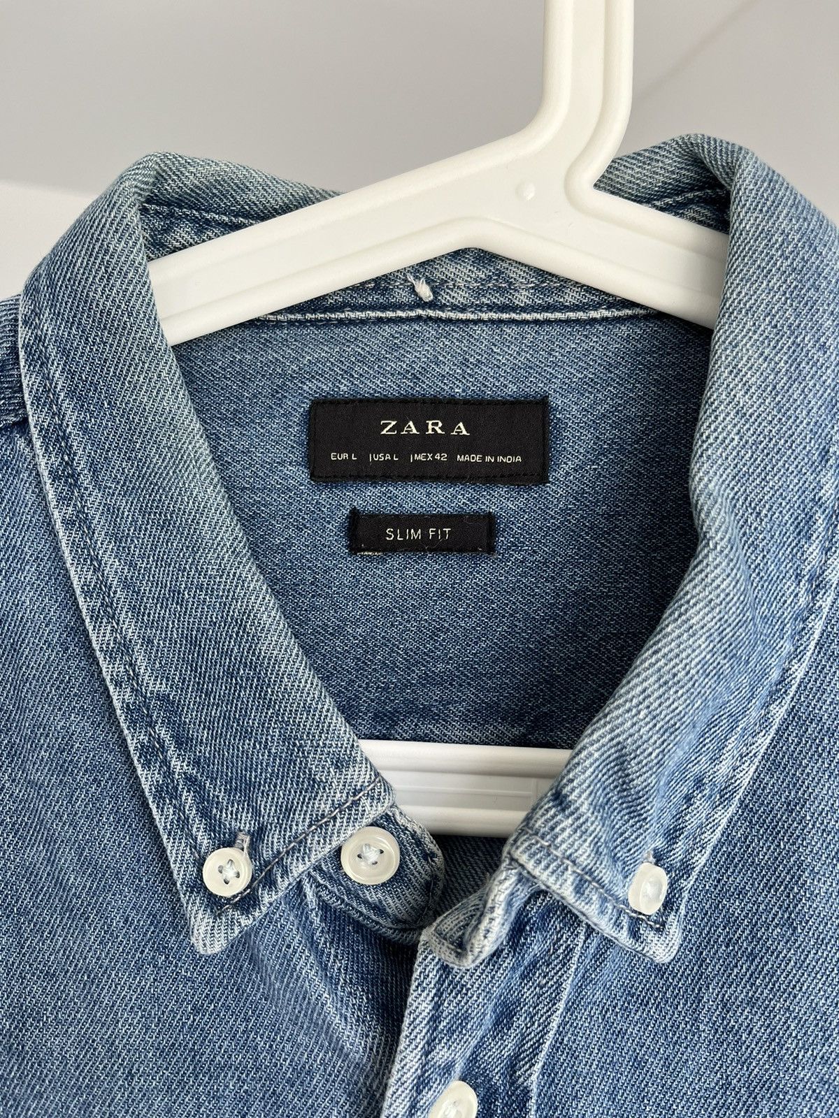 Zara Slim fit casual shirt denim blue vintage style Size US L / EU 52-54 / 3 - 3 Thumbnail