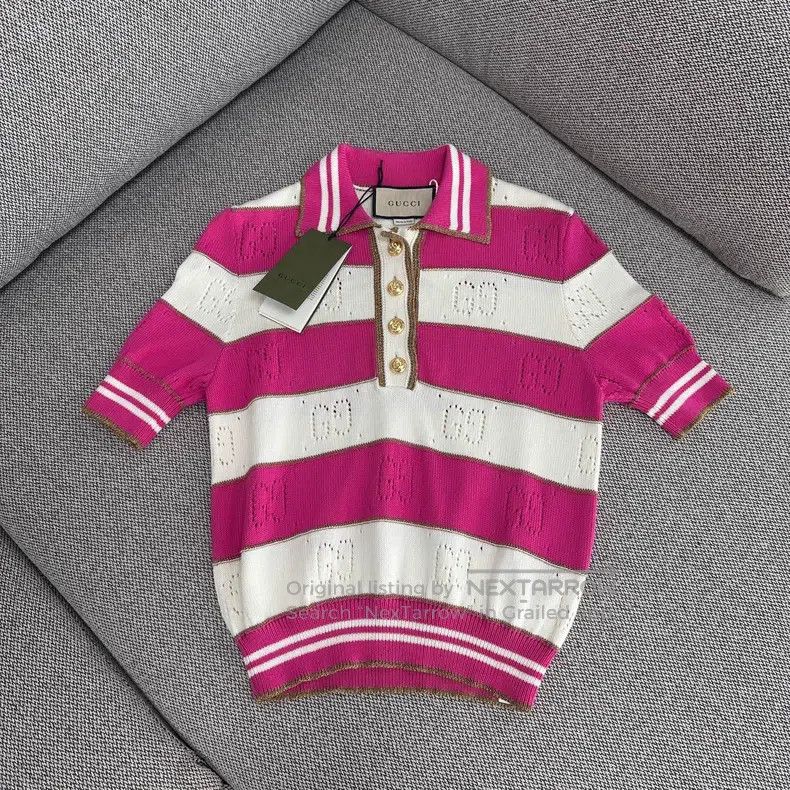 Gucci Gucci Striped loose casual knitted sweater short sleeves Size XS / US 0-2 / IT 36-38 - 1 Thumbnail