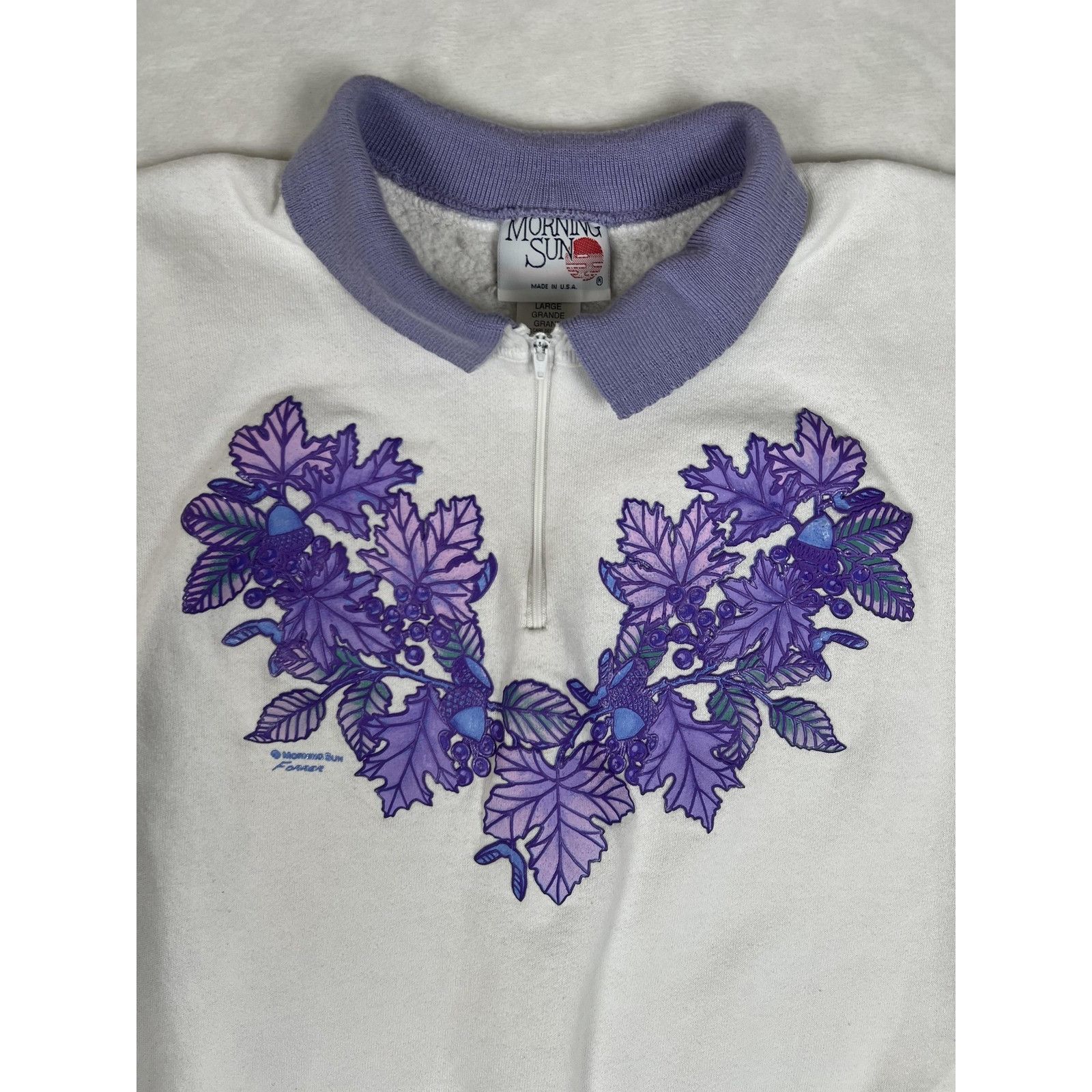 Vintage Vintage Morning Sun Sweatshirt Womens Large White Purple Flo Size L / US 10 / IT 46 - 2 Thumbnail
