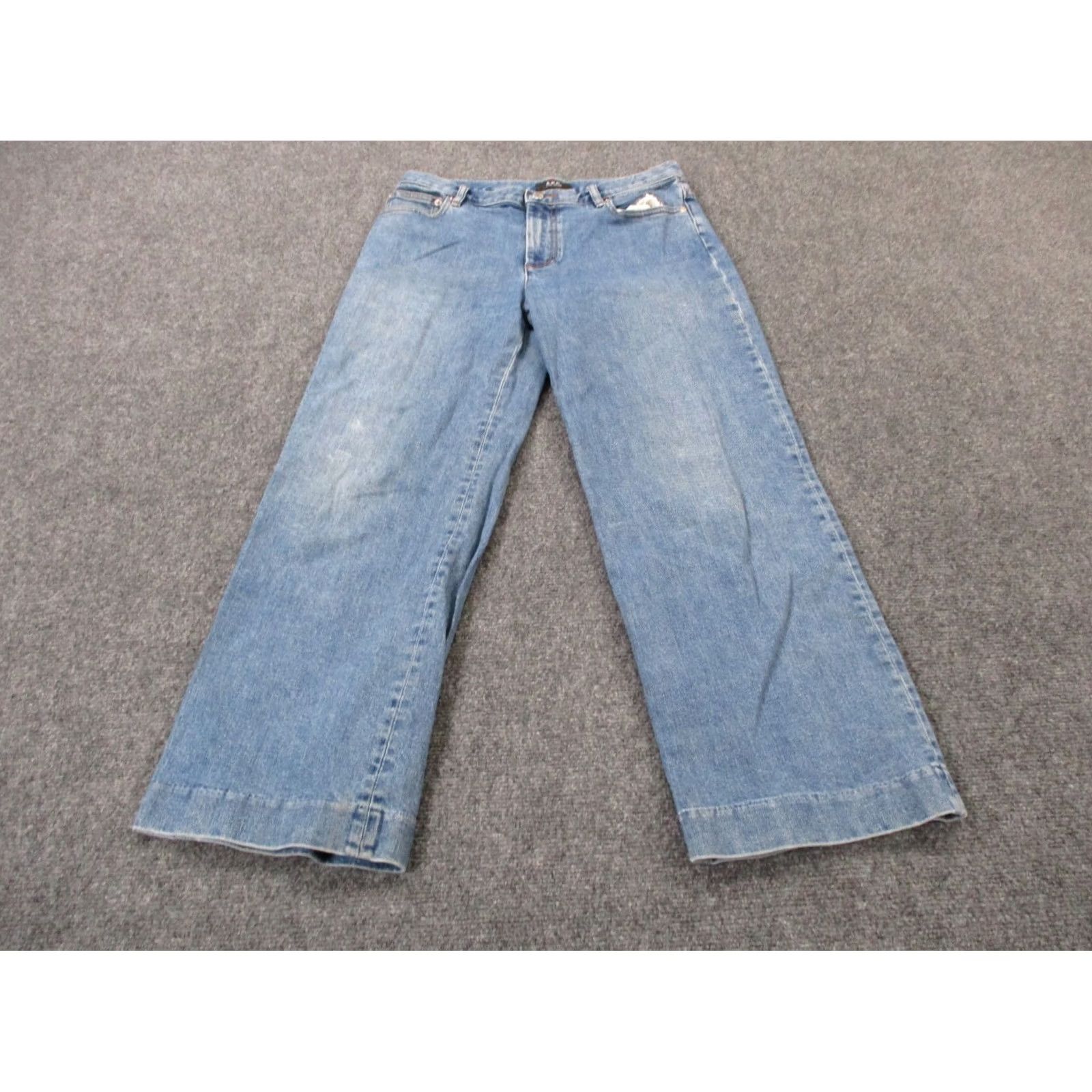 Denime APC Jeans Womens 31 Blue Denim Sailor Wide Leg Boot Casual Classic Faded Jeans Size 24" / US 00 / IT 34 - 2 Thumbnail