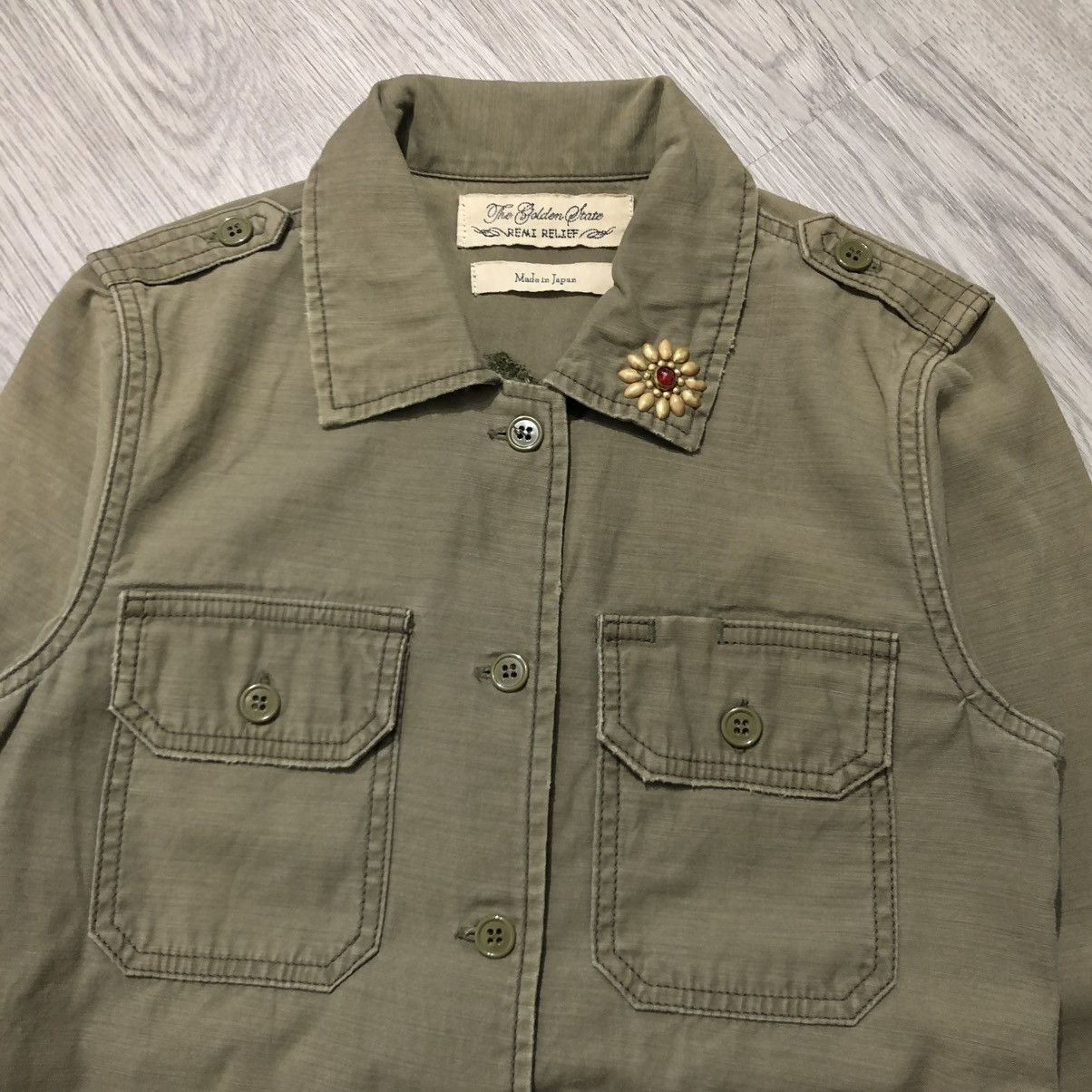 Remi Relief 🇯🇵 Remi Relief Japan Workshirt Double Pocket Military Green Size US XS / EU 42 / 0 - 5 Thumbnail