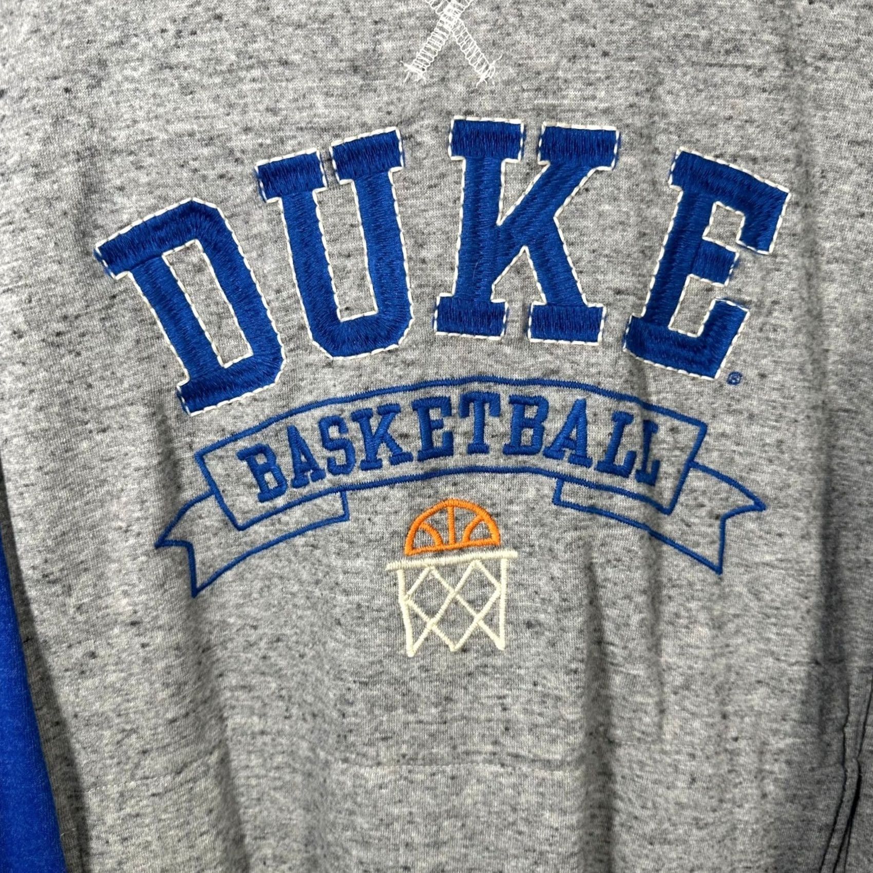 Vintage Duke Basketball Sweatshirt Mens M Gray Blue Raglan Pullover Pocket Embroidered Graphic Print Crew Neck Fleece Cotton Blend All Seasons Size US M / EU 48-50 / 2 - 2 Thumbnail