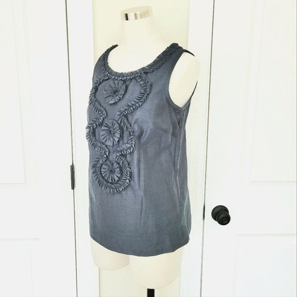 J.Crew Floral Cotton/Silk Embroidered Slvless Blouse Spring Summer Size S / US 4 / IT 40 - 3 Thumbnail