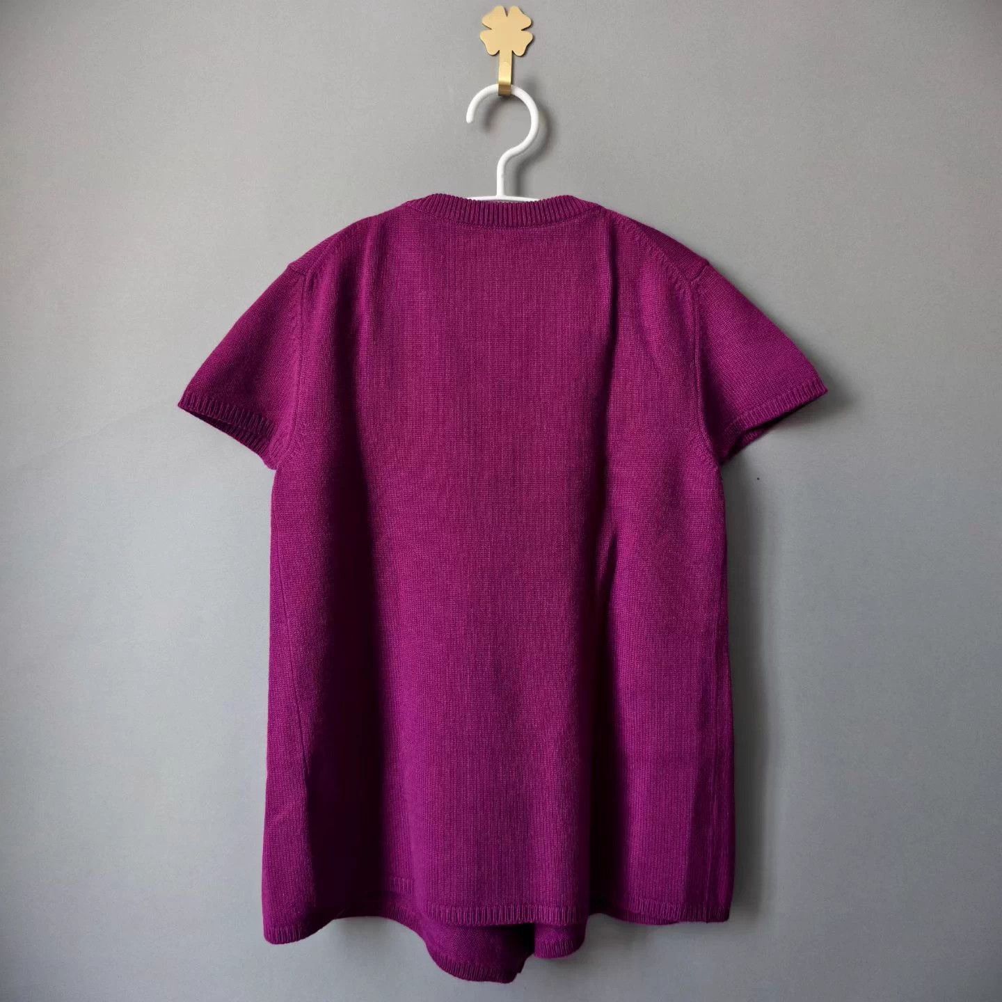 Hermes Hermes Purple Cashmere Short Sleeve Knit Top 34 Size XS / US 0-2 / IT 36-38 - 2 Thumbnail