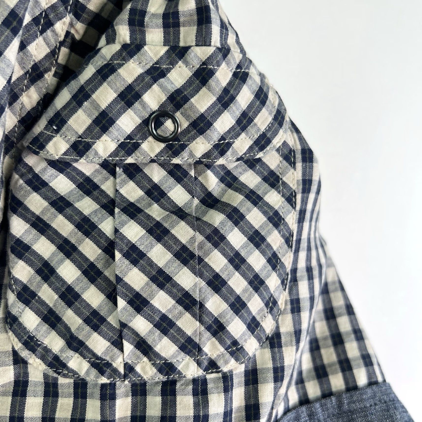 Vintage AKOO Button-Down Shirt Mens 2XL Embroidered Check Blue Vintage 90s Tailors Down Texture Casual Workwear Shirt Size US XXL / EU 58 / 5 - 7 Thumbnail