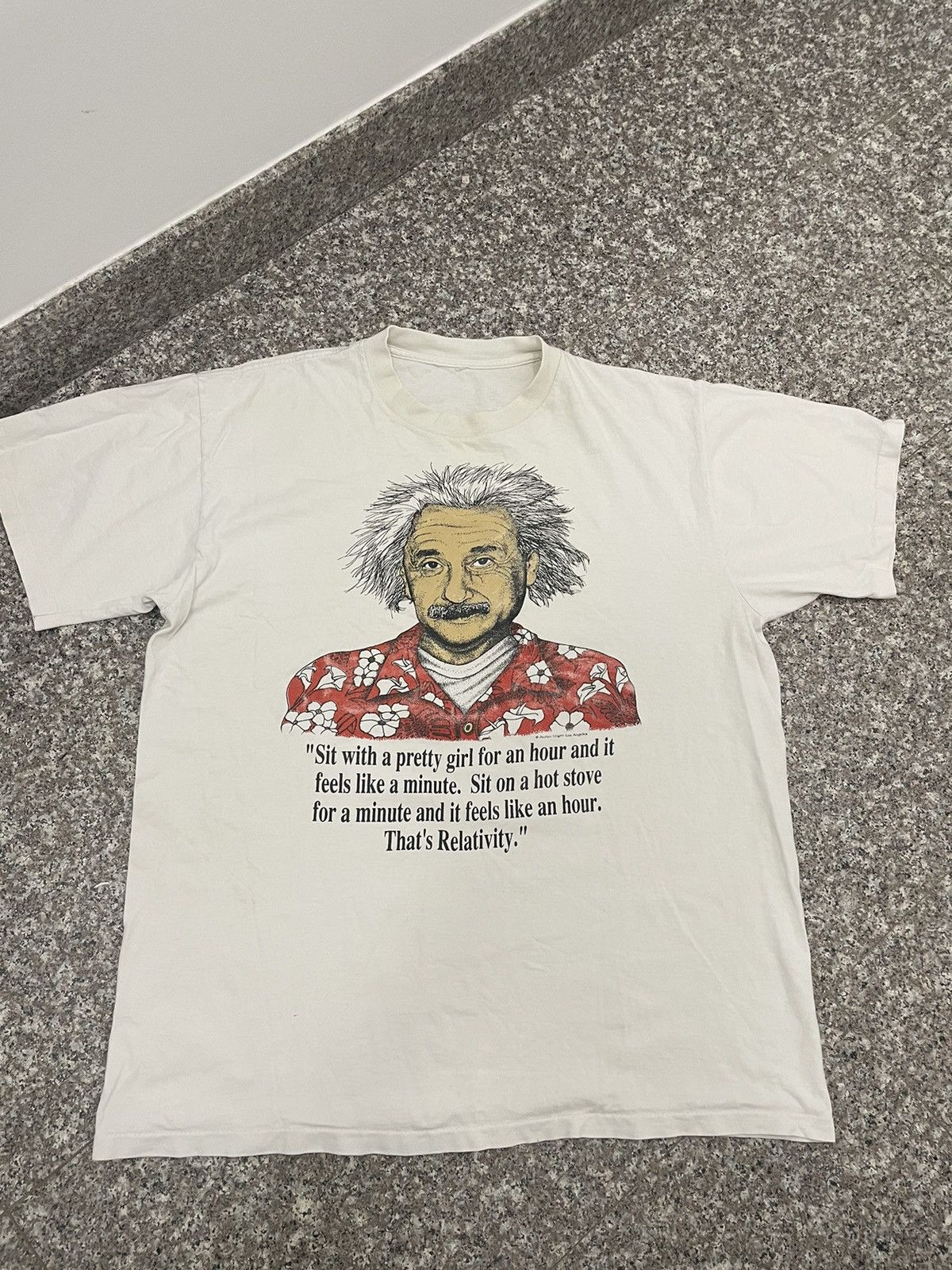 image of Vintage Rare Crazy Albert Einstein Humor 90's Merch Mem in White, Men's (Size XL)