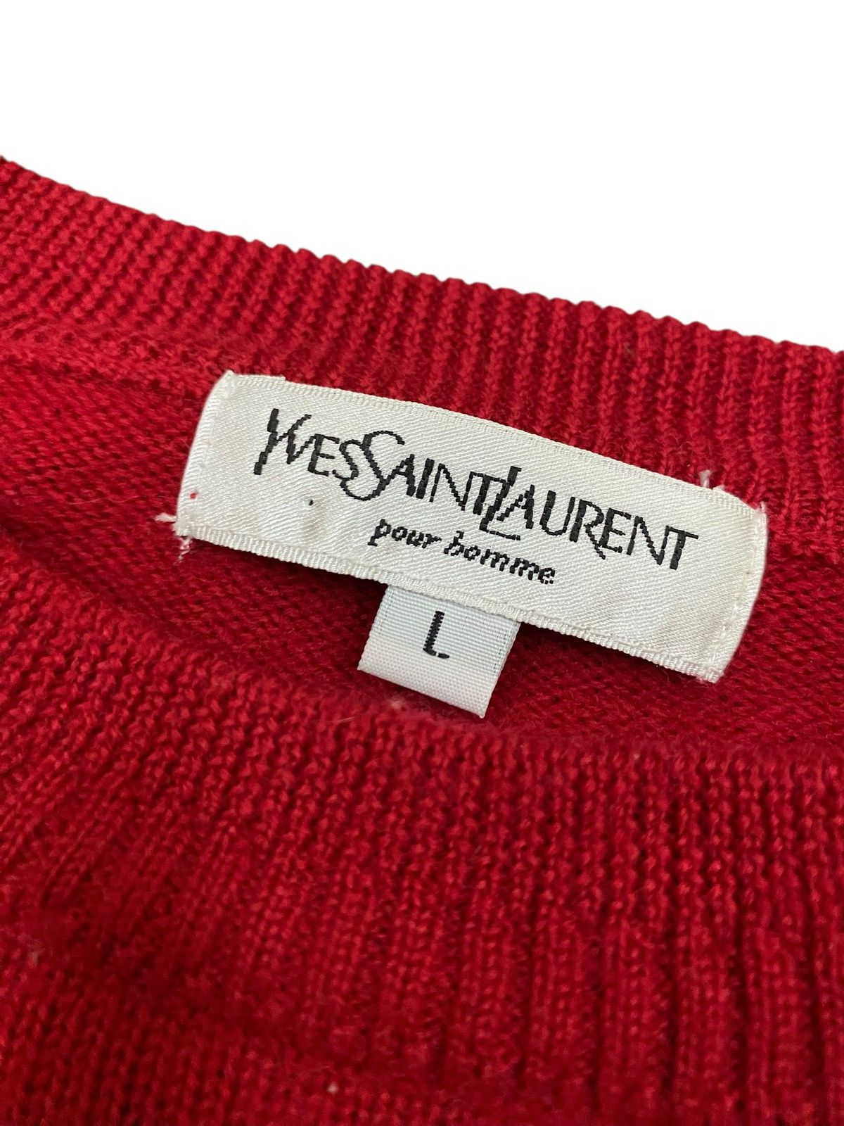 Yves Saint Laurent Vtg Yves Saint Laurent Pour Homme Knitwear Red Size US L / EU 52-54 / 3 - 8 Thumbnail