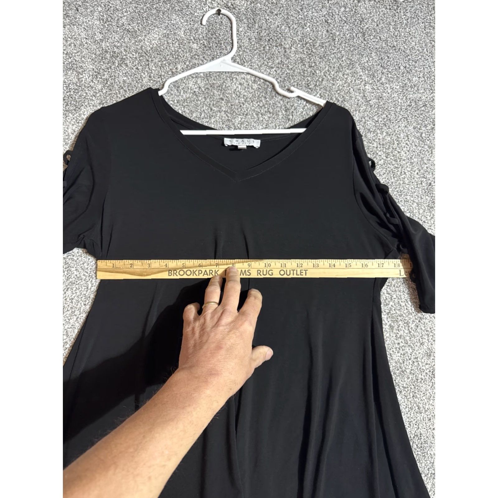 Vintage Chaus Tunic Top Blouse Womens Large L Black Short Sleeve Scoop Neck Pullover Casual, Travel All Seasons Easy Care Stretch Size L / US 10 / IT 46 - 4 Thumbnail