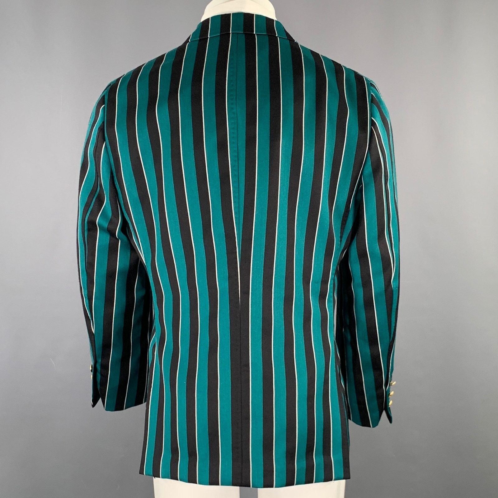 Other F.E. CASTLEBERRY 38 Green Navy Stripe Wool Blend Sport Coat Size 38R - 4 Thumbnail