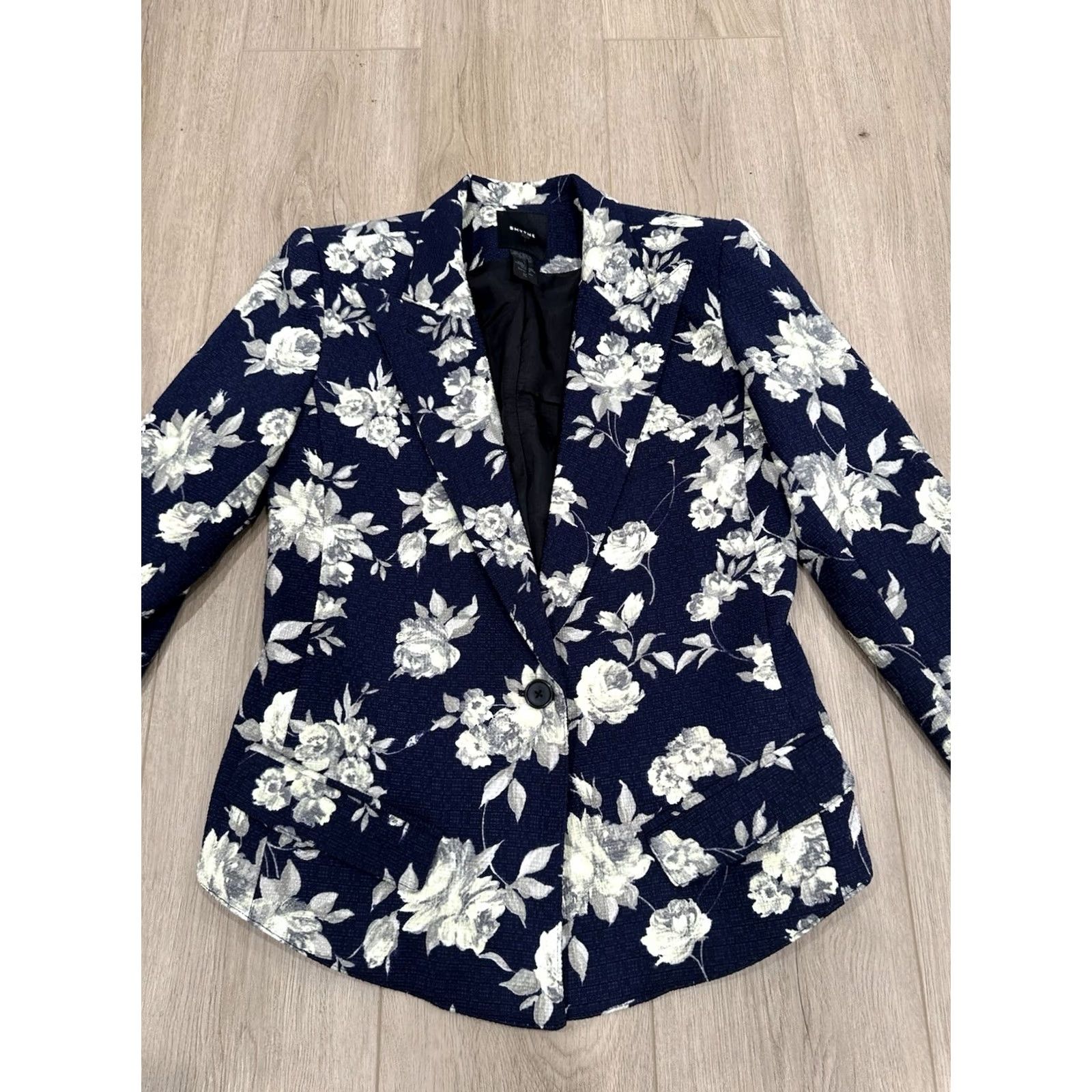 SMYTHE Smythe Blazer Shirt? No — Smythe Blazer Floral Blue 10 Long Sleeve Buttoned Short Jacket Women Vintage? Size L / US 10 / IT 46 - 3 Thumbnail