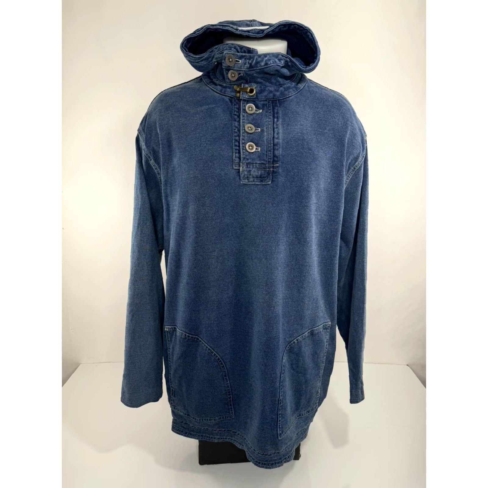 The Territory Ahead Territory Ahead Denim Hoodie Jacket - Mens XL Jeans Denim Metal Clasp Pullover Size US XL / EU 56 / 4 - 2 Thumbnail
