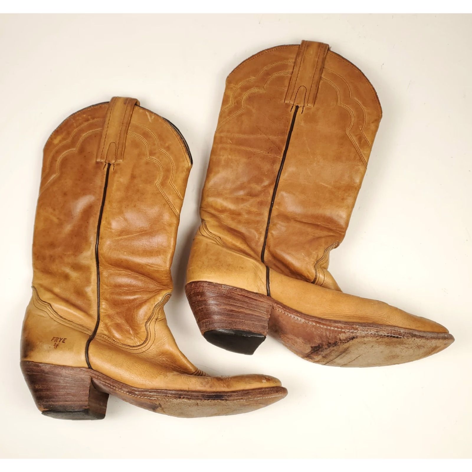Frye Frye Boots Western Leather 3808 Cowboy Roper Made USA Mens 10.5 D Tan Brown Boots Mens Western Leather 3808 Frye US 10.5 D Size US 11 / EU 44 - 4 Thumbnail