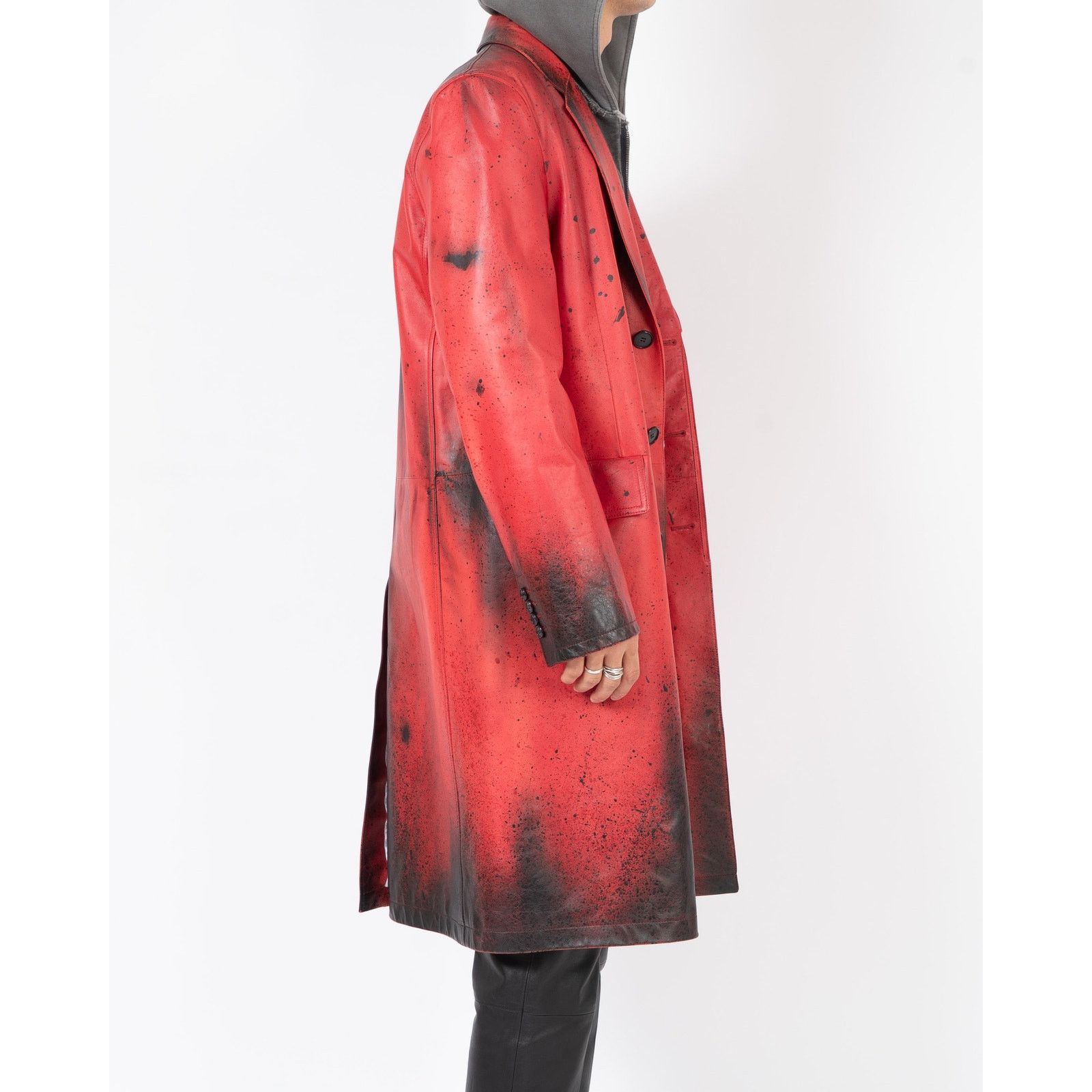 Calvin Klein 205W39NYC SS18 Oversized Coat in Hand Painted Red Leather Size US M / EU 48-50 / 2 - 4 Thumbnail