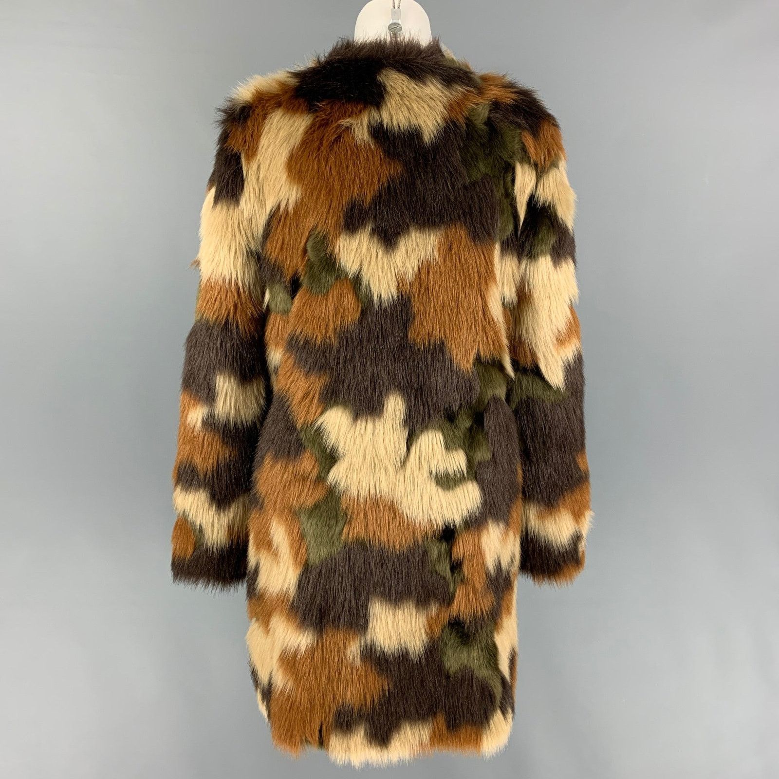Michael Kors Size M Tan Brown Polyester Textured Collarless Coat Size M / US 6-8 / IT 42-44 - 3 Thumbnail