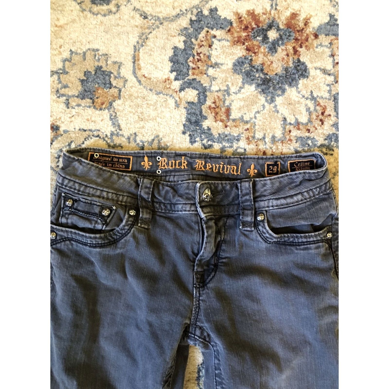 Vintage Rock Revival Jeans Women's Gray Size 29 Celine Skinny Size 29" - 2 Thumbnail