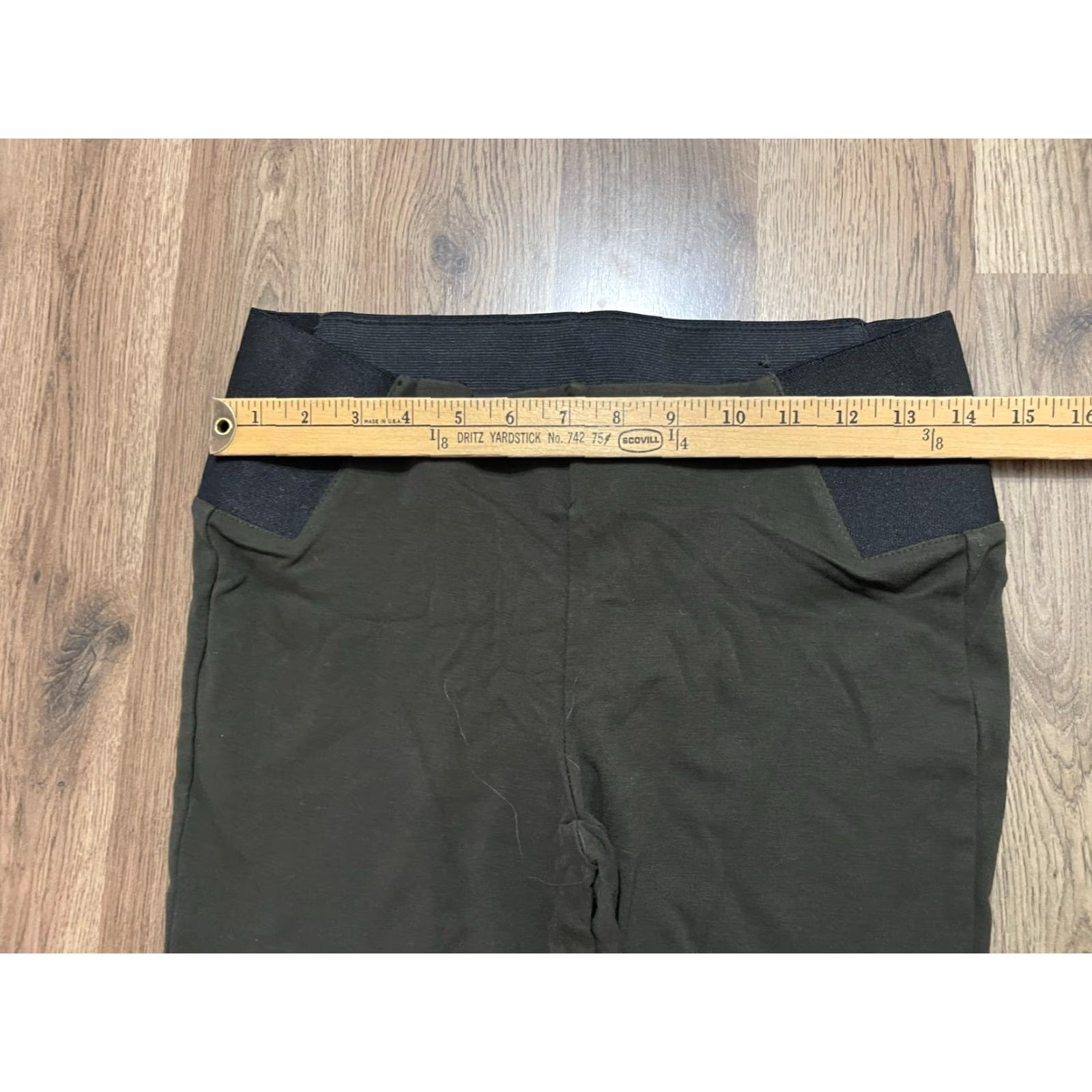 Vintage Boom Boom Jeans Pants Women's Large Black Green Pull On Stretchable Waist Skinny Ankle Casual Womens Size 36" / US 14 / IT 50 - 4 Thumbnail
