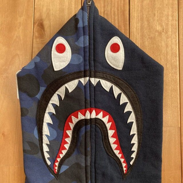 Bape BAPE Blue camo x Navy shark full zip hoodie a bathing ape Size US M / EU 48-50 / 2 - 4 Thumbnail