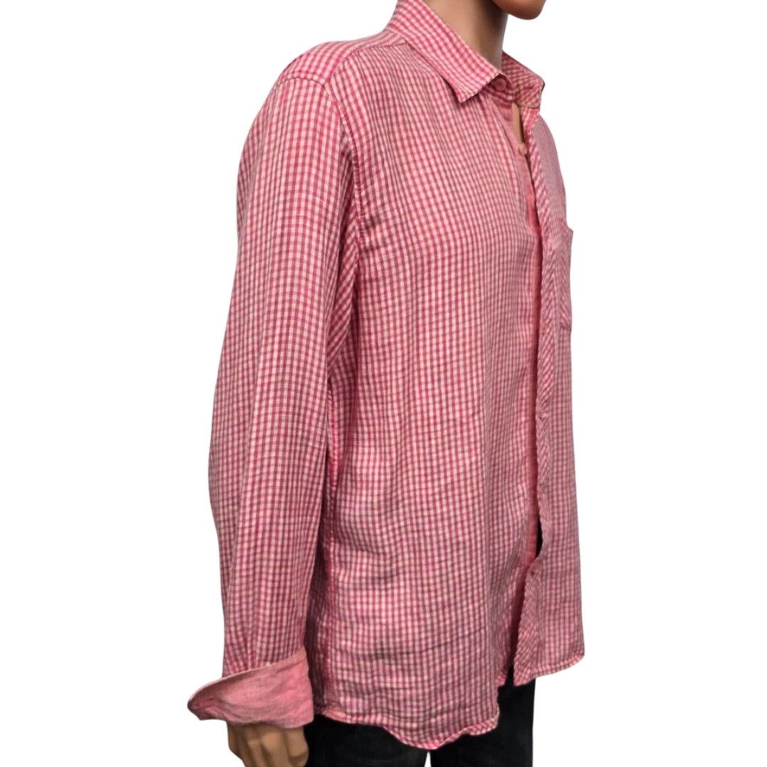 BUGATCHI BUGATCHI Uomo Linen Shirt L Gingham Check Contrast Flip Cuff Size US L / EU 52-54 / 3 - 7 Thumbnail