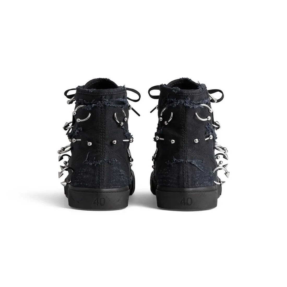 Balenciaga o1mt1gz1224 Paris High Top Sneaker With Piercings in Black Size US 11 / EU 44 - 4 Thumbnail