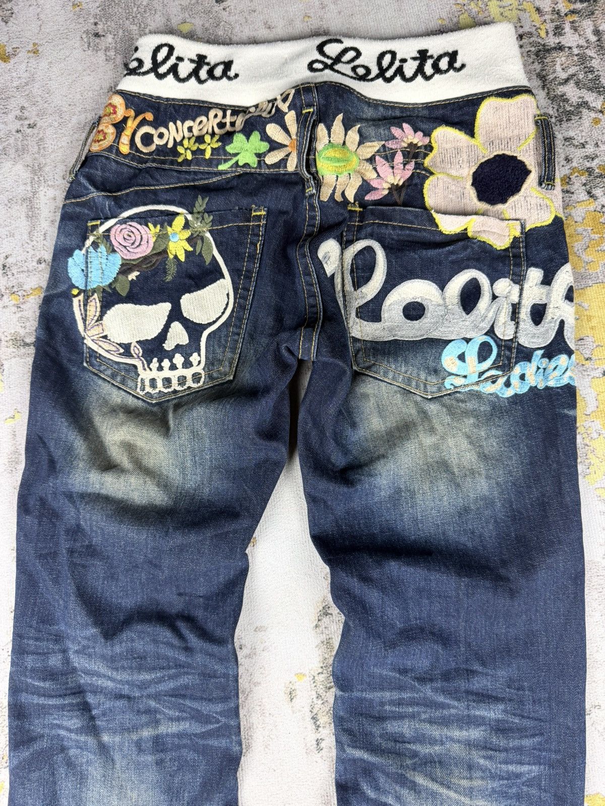 Tornado Mart Rare Lolita Yoshitomo Nara Skull Jeans Size US 29 - 1 Thumbnail