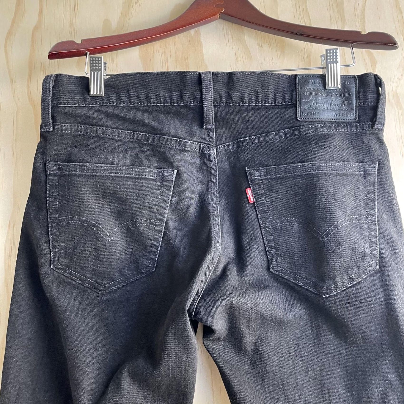 Levi's Levi's 511 Jeans Mens 34x30 Black Dark Wash Denim Slim Tapered Stretch Casual Size US 34 / EU 50 - 3 Thumbnail