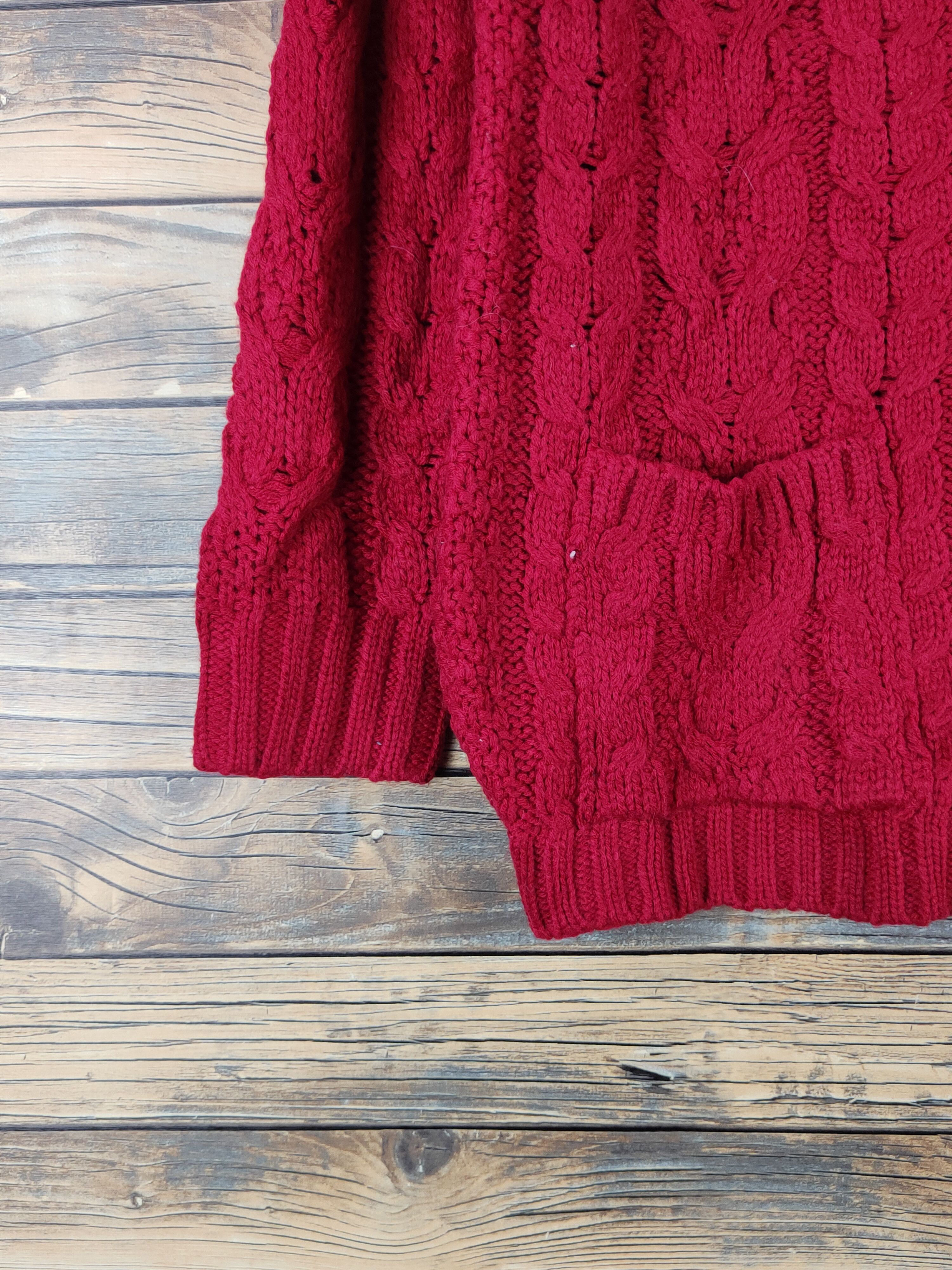 Aran Isles Knitwear × Japanese Brand GU Red cable Knitwear Cardigan #W1435 Size US S / EU 44-46 / 1 - 4 Thumbnail