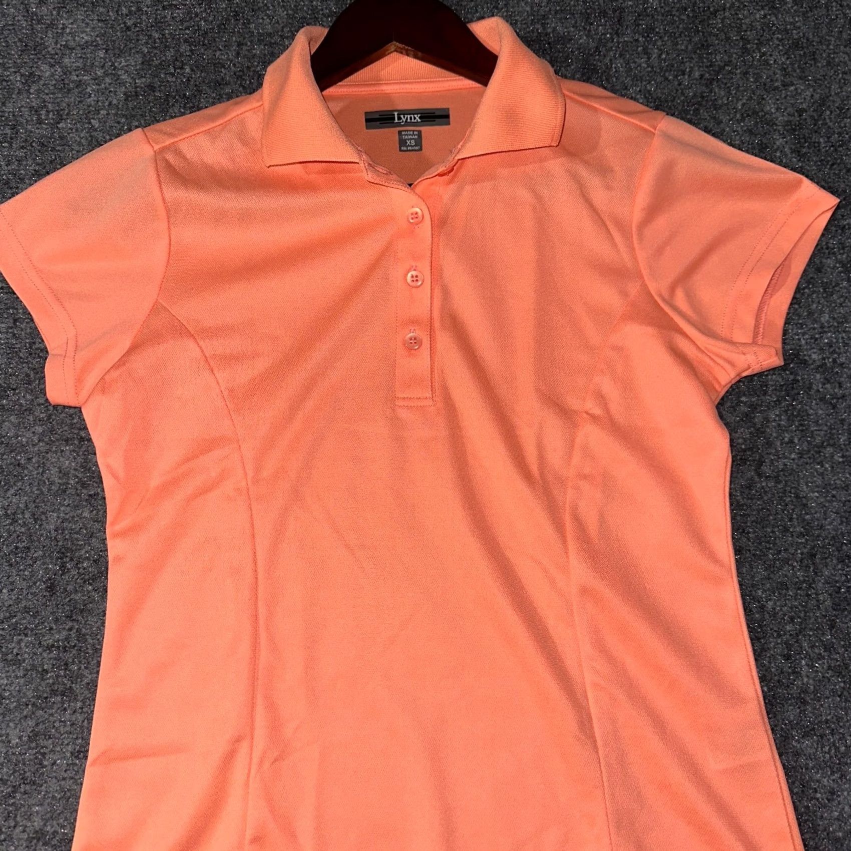Vintage Lynx Polo Womens XS Orange Short Sleeve Fitted Button Neck Golf Tennis Size 26" / US 2 / IT 38 - 3 Thumbnail