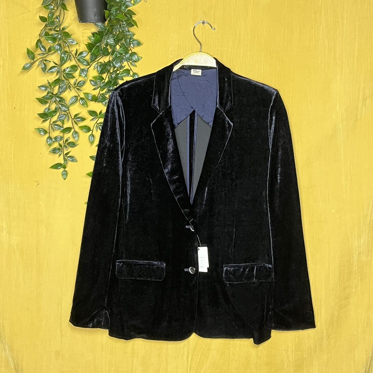 image of Ron Herman Velvet Suit Jacket $265 in Blue Black, Men's (Size Small)