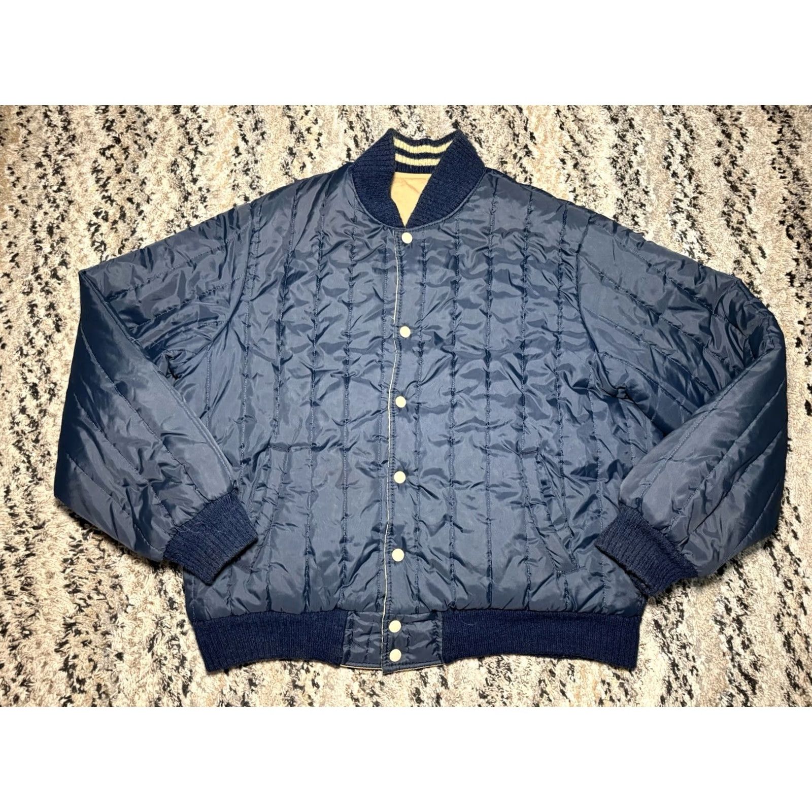 Wrangler VINTAGE Wrangler Outerwear Western Jacket Bomber Reversible Button XL Beige Navy Men's Size US XL / EU 56 / 4 - 5 Thumbnail