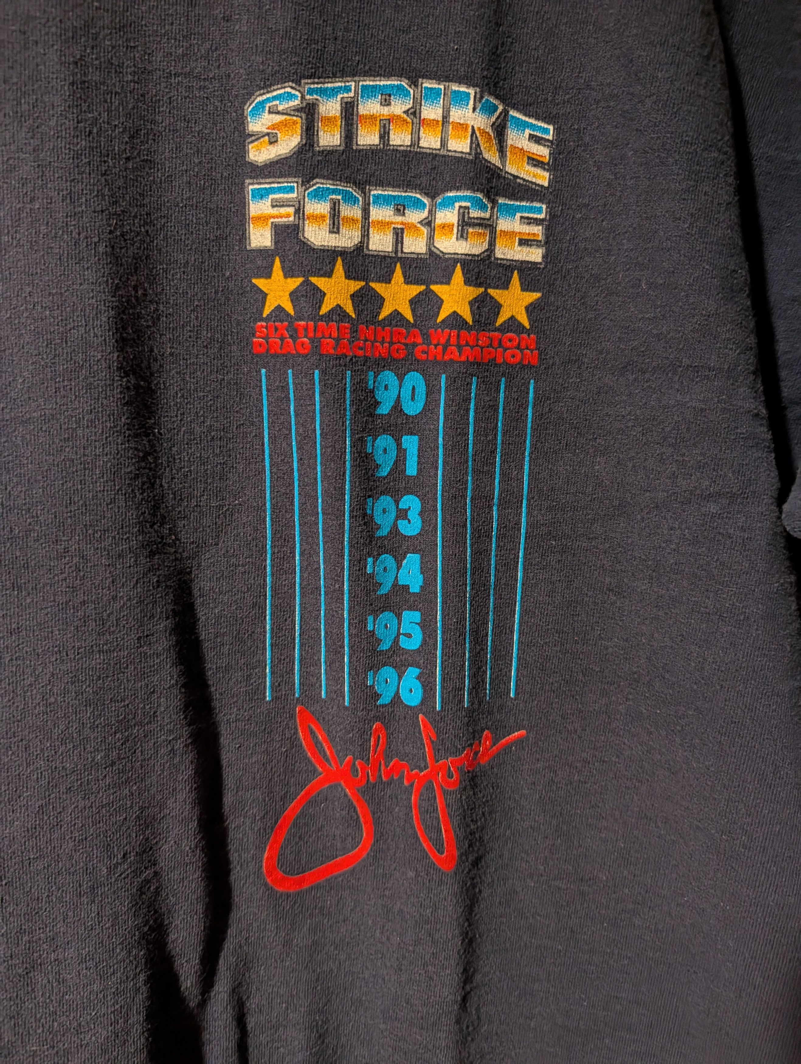 NASCAR Vintage 90s John Force Nascar Champion Raceway T-Shirt Size US XL / EU 56 / 4 - 4 Thumbnail