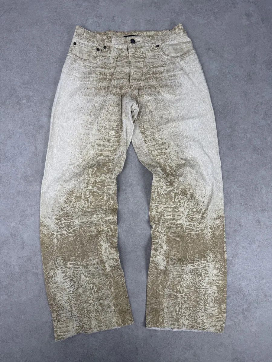 Roberto Cavalli 2000s Roberto Cavalli White & Beige Marble Abstract Pants Size 26" / US 2 / IT 38 - 1 Thumbnail