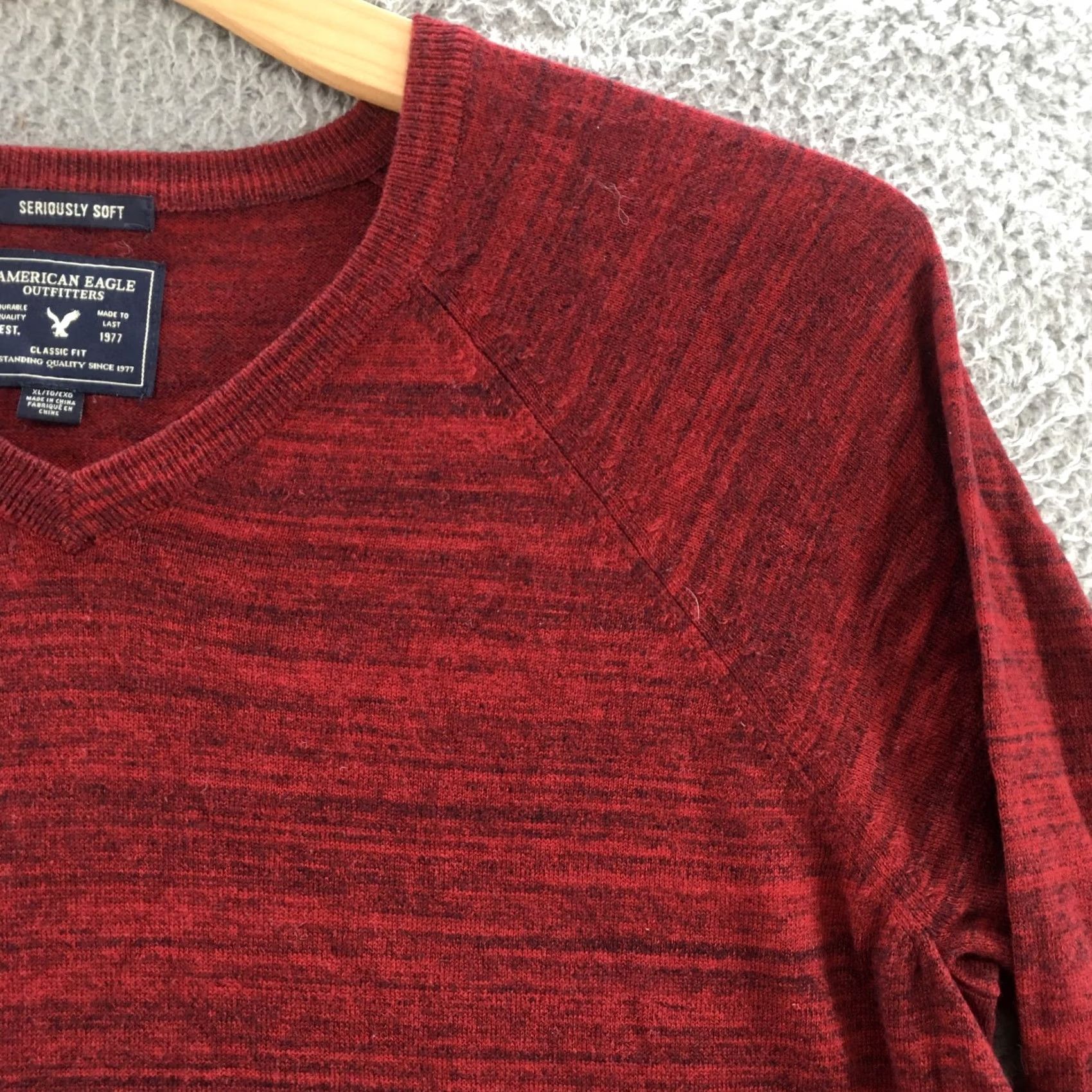 American Eagle Outfitters American Eagle Outfitters Sweater Mens XL Red Cotton Blend Long Sleeve Pullover Size US XL / EU 56 / 4 - 3 Thumbnail