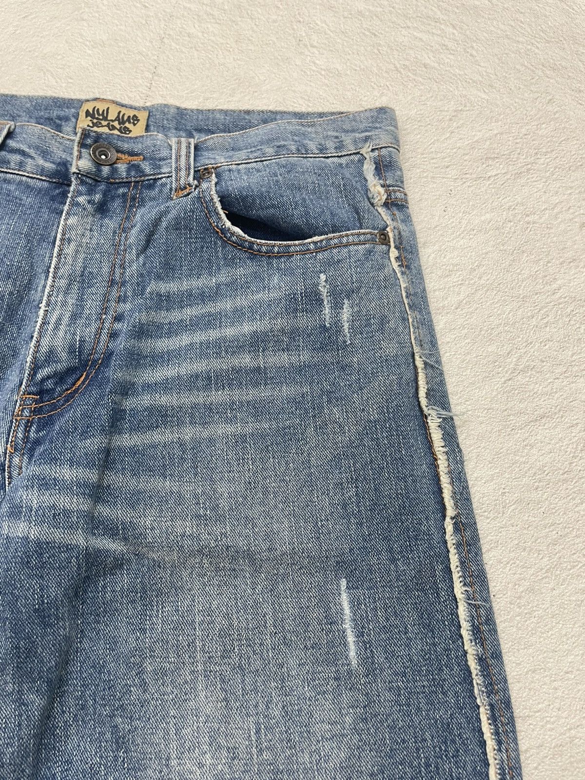 Japanese Brand 2000s Nylaus Jorts Distressed Denim Ripped Mudwash Y2K Size US 33 - 4 Thumbnail