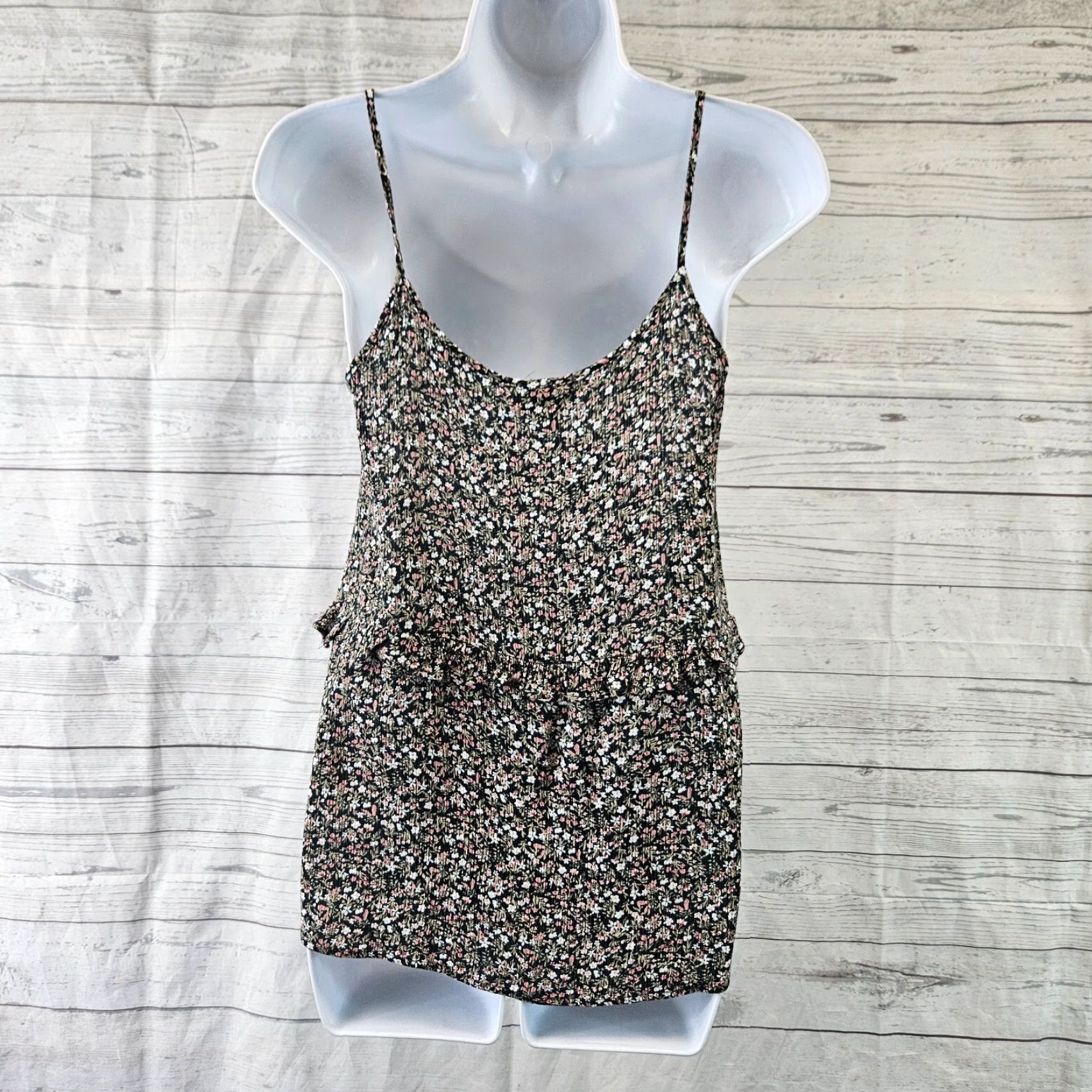 Vintage Gilli Womens Top Tank Spaghetti Strap Floral Green Pink Medium M Sleeveless Shirt Ladies Size M / US 6-8 / IT 42-44 - 4 Thumbnail