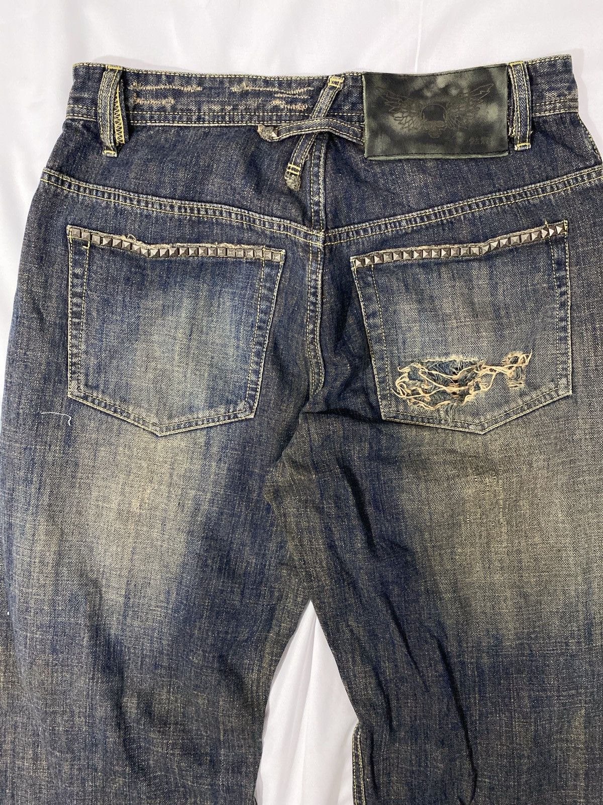Tornado Mart Kulo Nipon Blue Baggy Distressed Studed Denim Pants Size US 32 / EU 48 - 6 Thumbnail