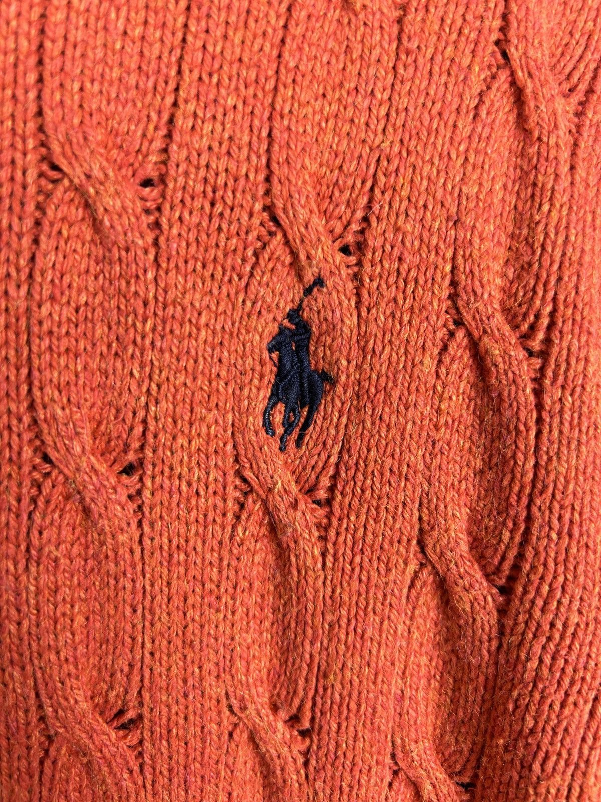 Polo Ralph Lauren Polo By Ralph Lauren 100% Silk Cable Knit Sweater In Orange Size US XL / EU 56 / 4 - 3 Thumbnail