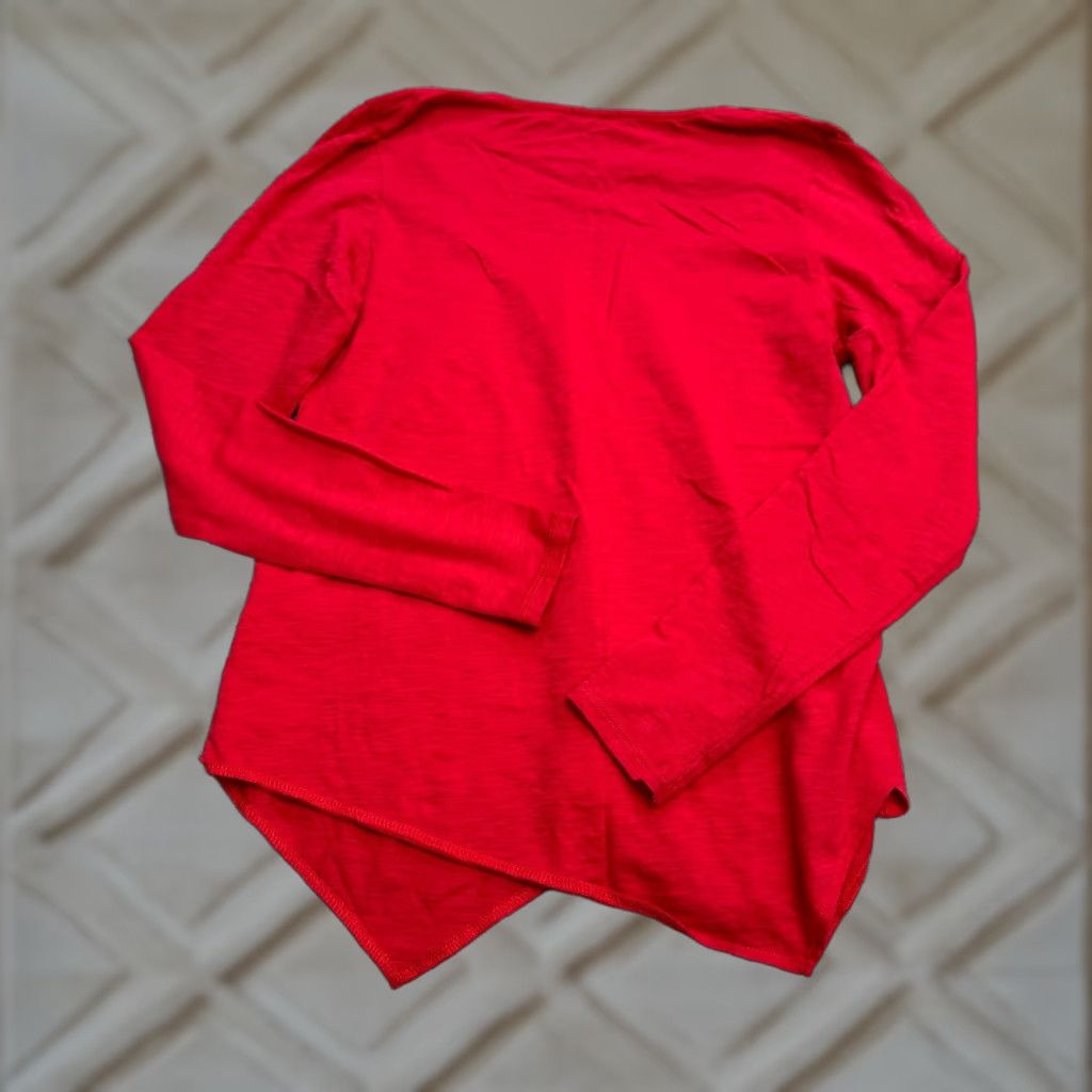 Vintage Lilla P Tunic Blouse Womens Small Red Scoop Neck Long Sleeve Cotton Casual Top Size S / US 4 / IT 40 - 1 Thumbnail