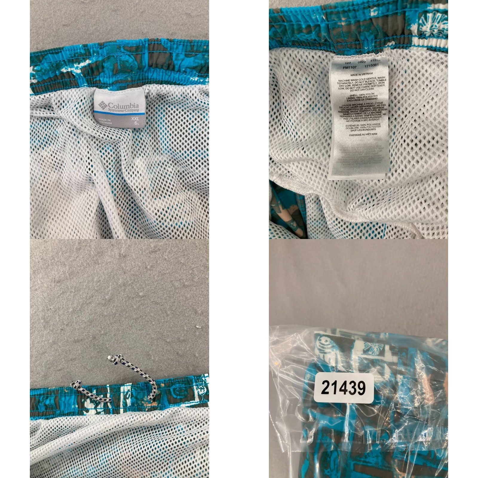 Vintage Columbia PFG Mens Swim Trunks Shorts 2XL Lined Blue Tropical Light Weight Nylon Polyester Blended Fabric Size US 39 - 8 Thumbnail