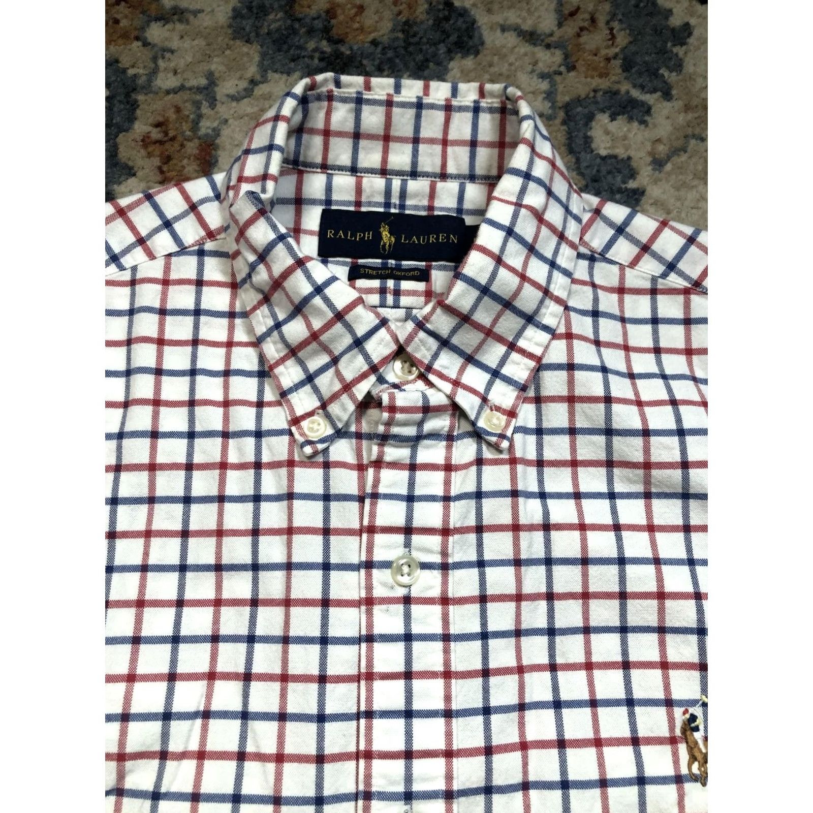 Ralph Lauren Ralph Lauren Shirt Mens Medium White Red Blue Plaid Stretch Oxford Button Down Shirt Size US M / EU 48-50 / 2 - 2 Thumbnail