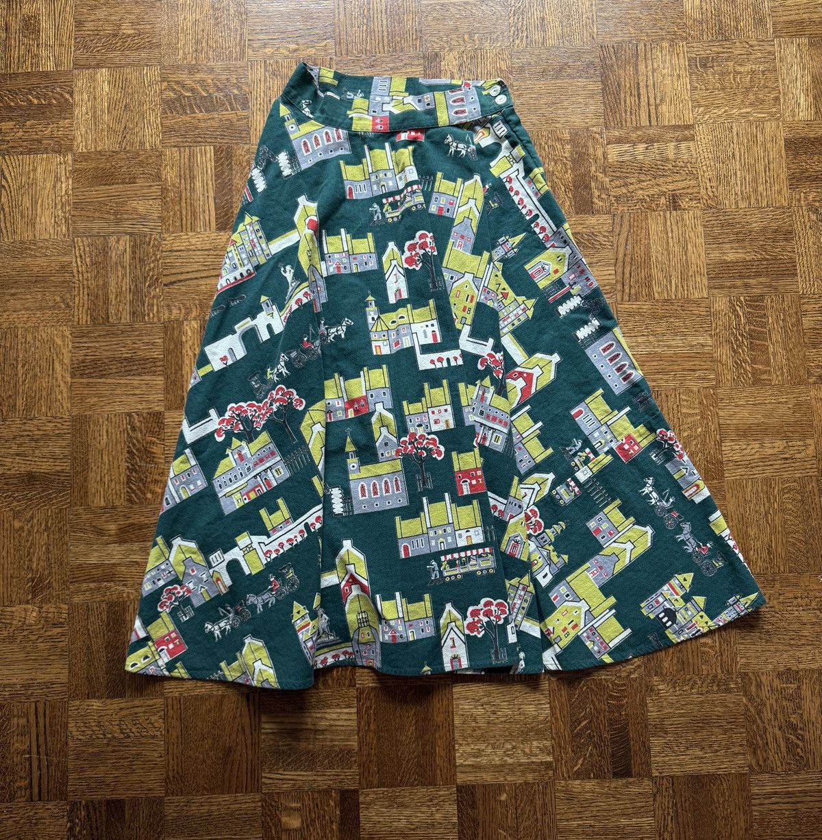 Vintage Vintage Mid Century Patterned City Skirt Size 25" / US 0 / IT 36 - 1 Thumbnail