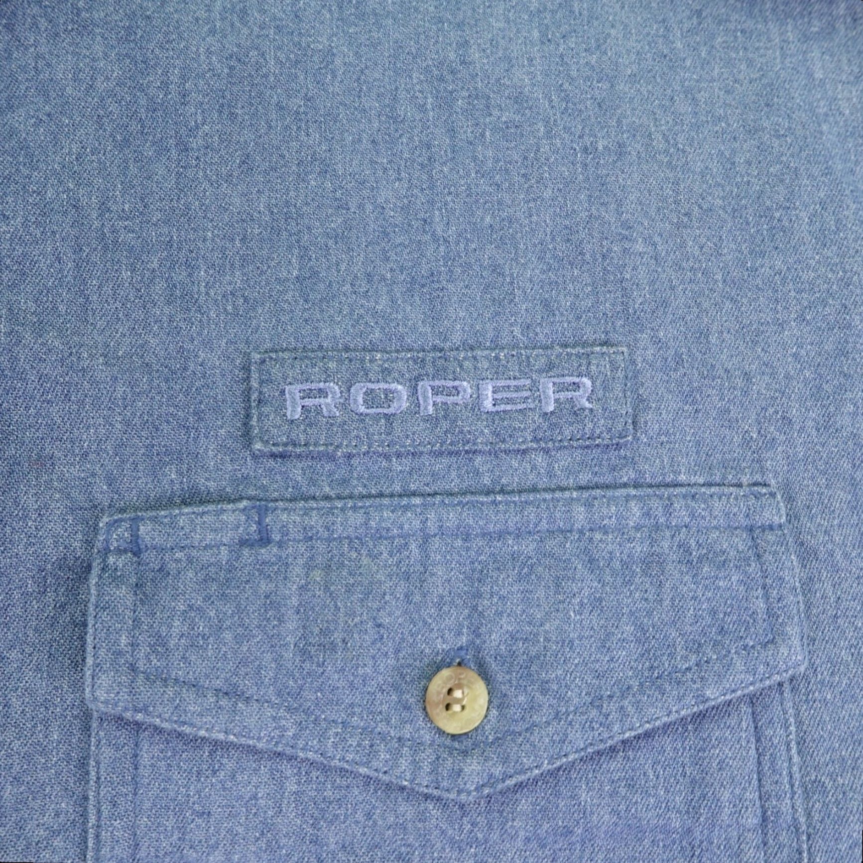 Roper VINTAGE Roper Shirt Mens XL Blue Chambray Button-Up Western Button-Down Cowboys Cowboy Mens XL Blue Size US XL / EU 56 / 4 - 3 Thumbnail