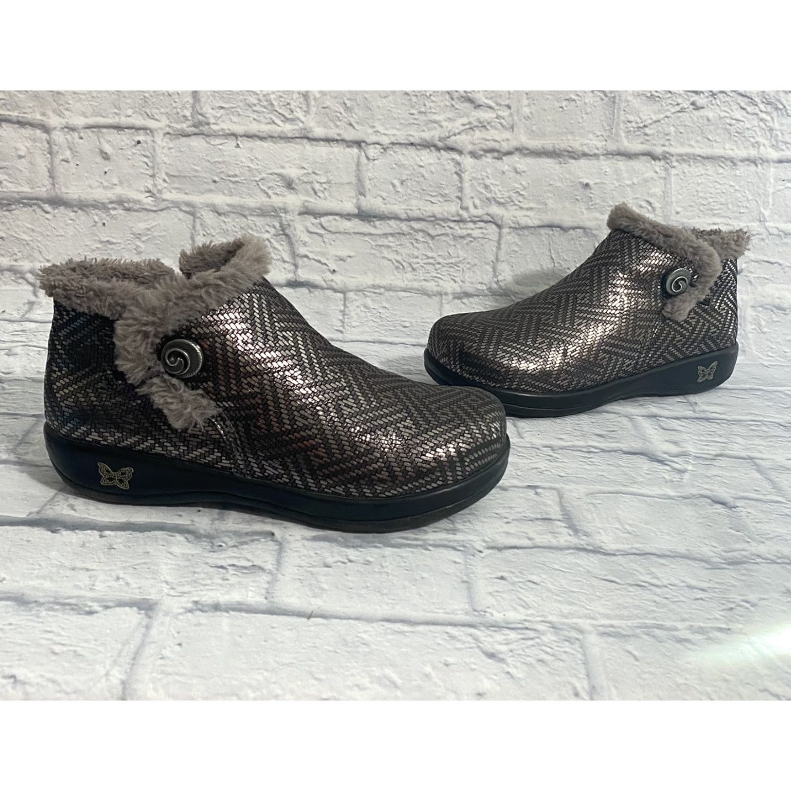 Alegria Meri Boots Women Ankle Boots Pewter Dazzler Silver Grey MER-532 US  11 EU 41