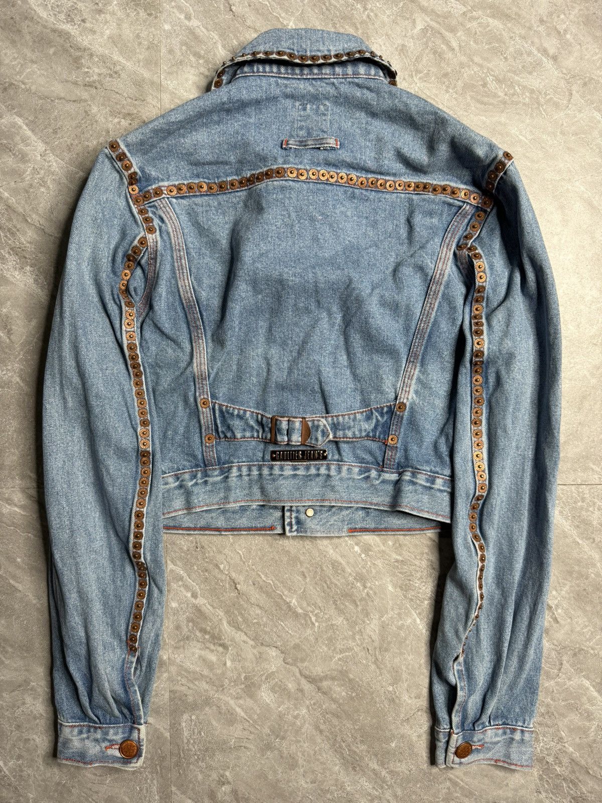 Jean Paul Gaultier Archival Jean Paul Gaultier Rivet Studded Cropped Denim JKT Size US S / EU 44-46 / 1 - 2 Thumbnail