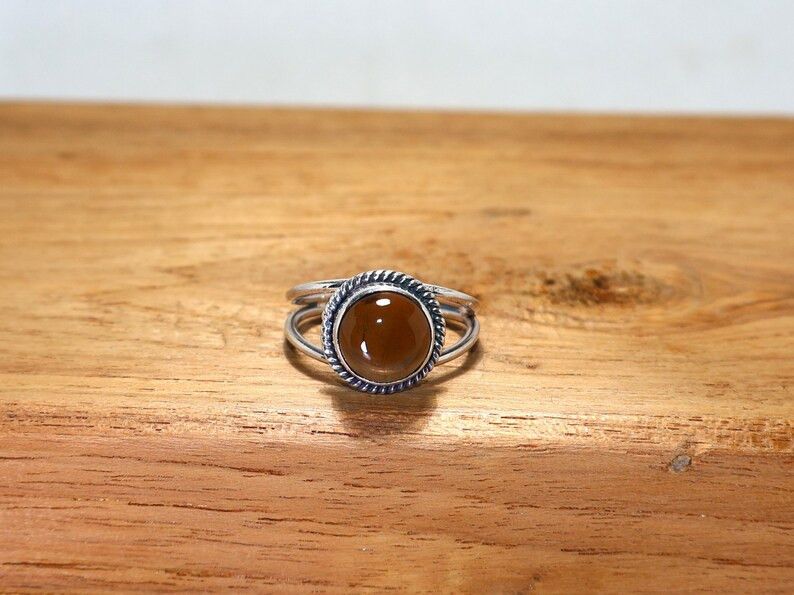 Handmade Handmade Smoky Quartz Sterling Silver Ring: Gemstone Jewelry Size ONE SIZE - 2 Thumbnail