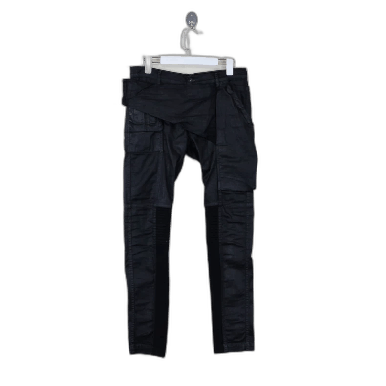 Rick Owens rickowens waxed slant zip moto pants-2508 Size US 31 - 1 Thumbnail