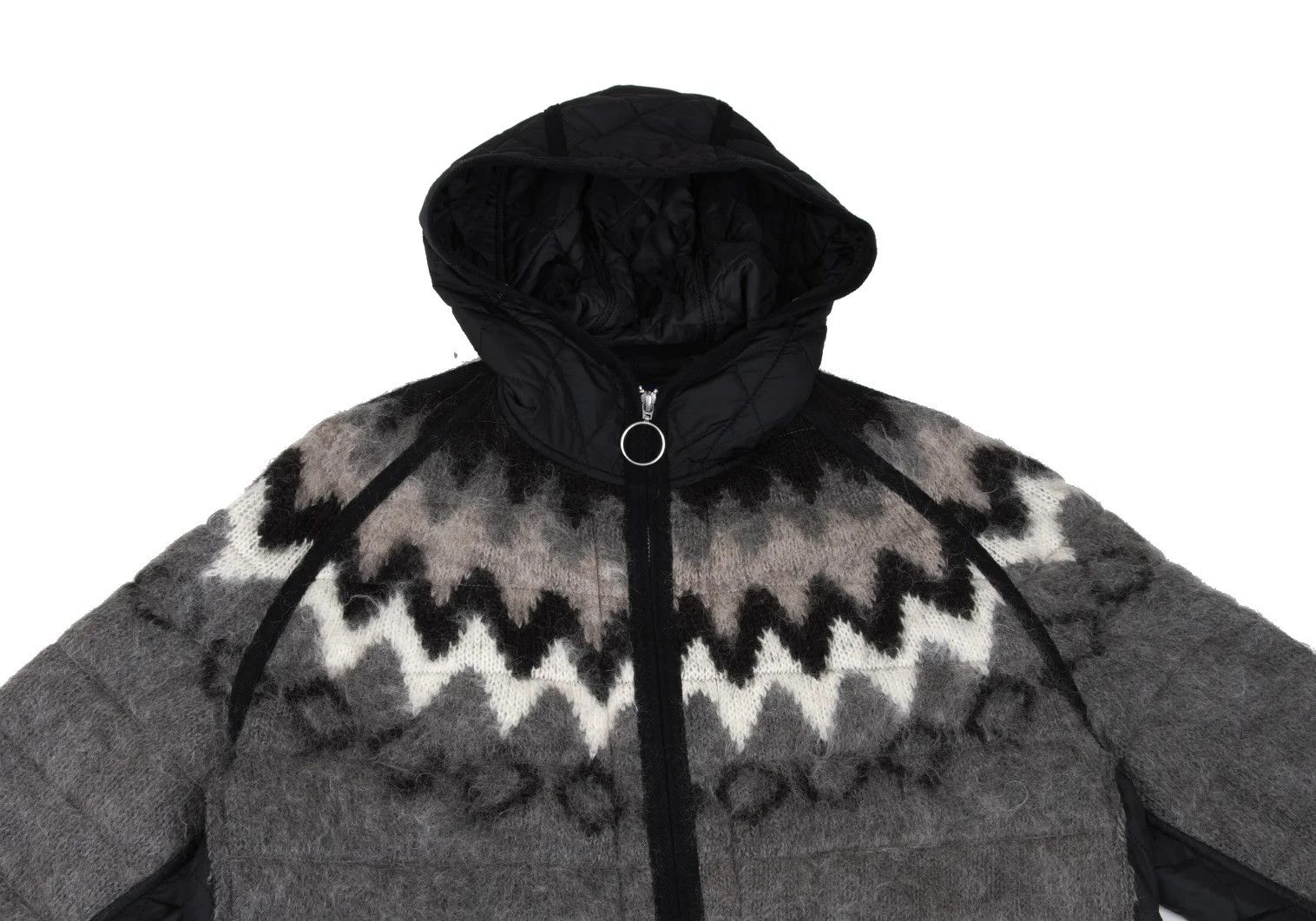 Junya Watanabe Quilted Knit Zip Blouson in Black Beige, Size M Size US M / EU 48-50 / 2 - 2 Thumbnail