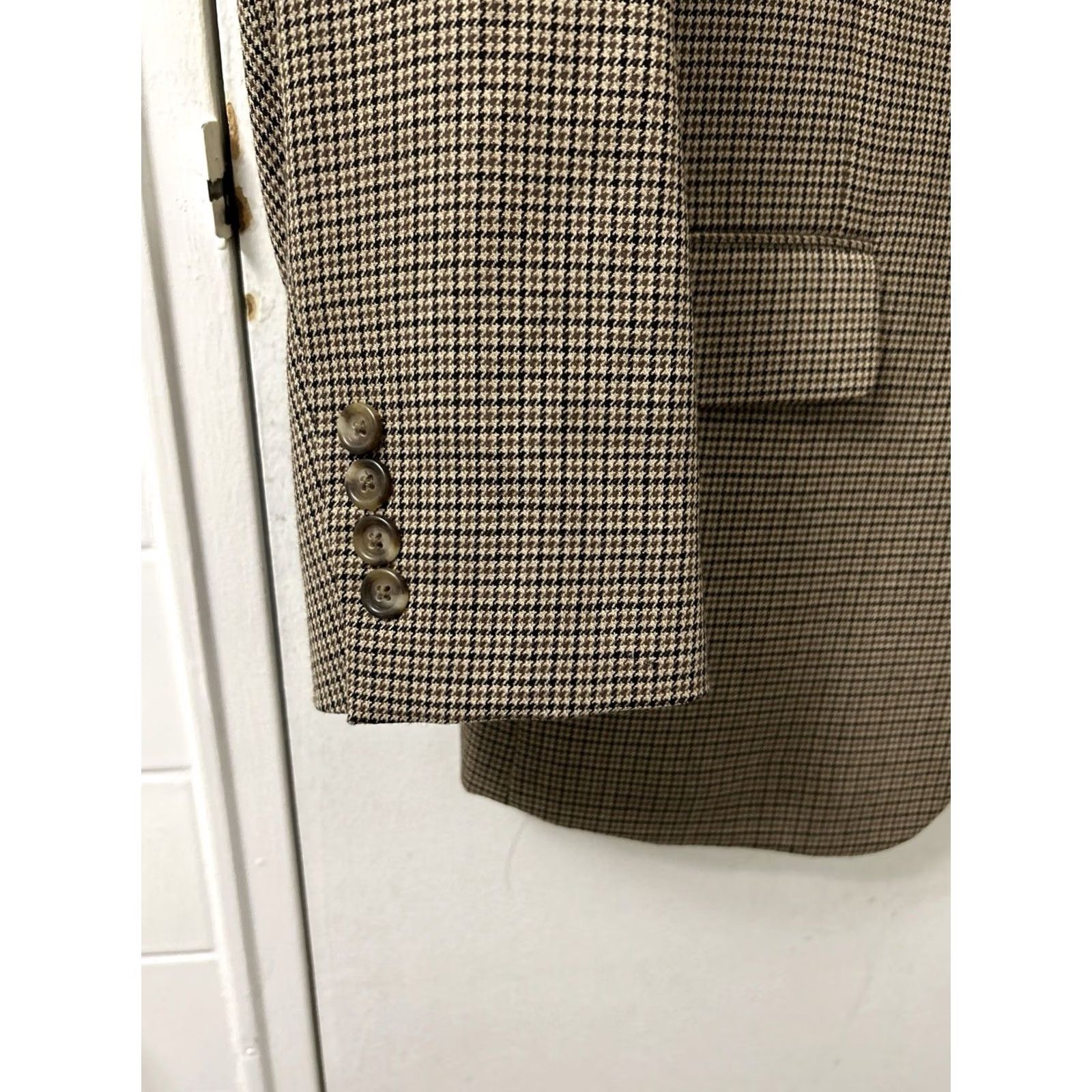 Jos. A. Bank Jos. A. Bank Classic Collection Blazer Mens 42S Brown Houndstooth 100% Wool Jacket Size 42R - 5 Thumbnail