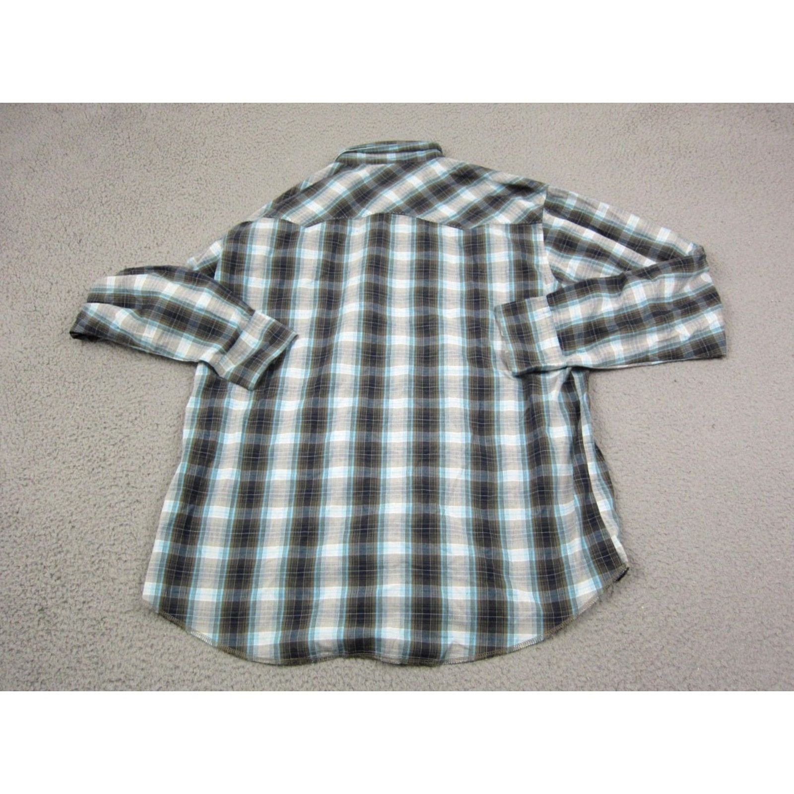 Wrangler Wrangler Shirt 2XL Blue Brown Plaid Western Cowboy Snap Mens Casual Button-Up Long Sleeve X2XL Western 90s? Size US XXL / EU 58 / 5 - 7 Thumbnail