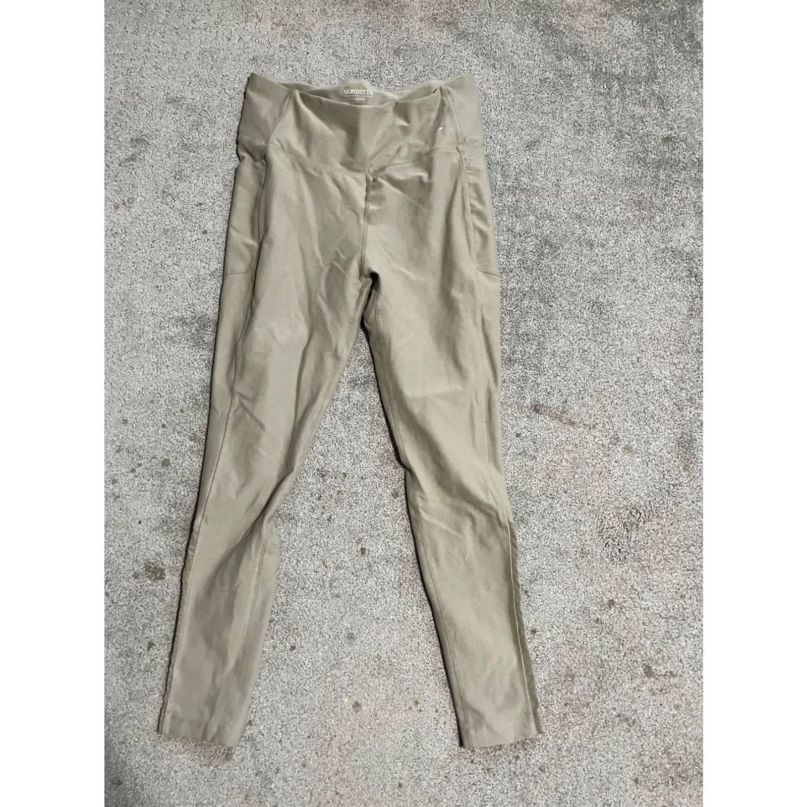 Vintage Mondetta Leggings Womens Medium Beige Polyester Spandex Regular Comfort Casual Size 32" / US 10 / IT 46 - 2 Thumbnail
