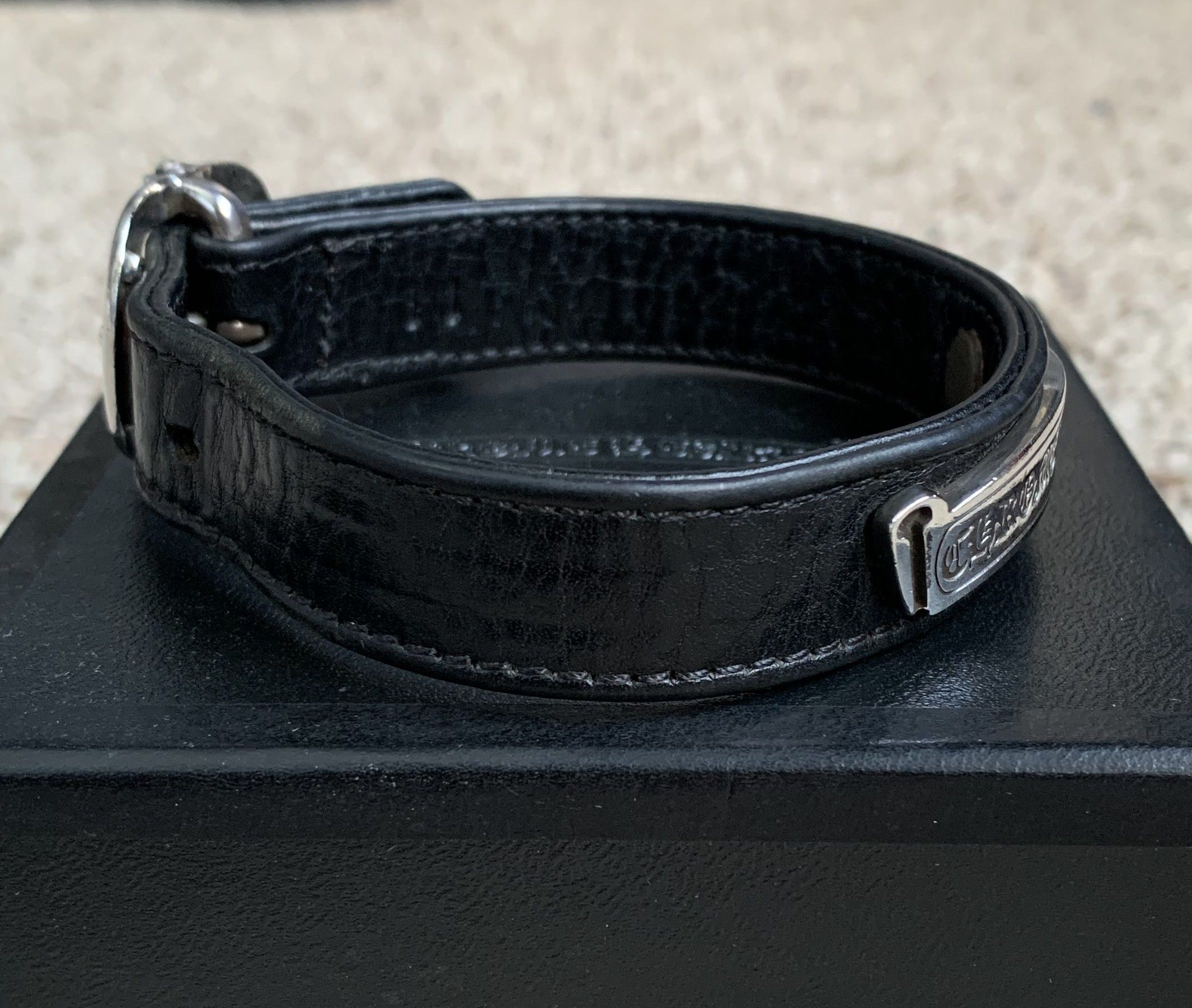 Chrome Hearts Chrome Hearts Leather Silver Logo Scroll Bracelet Size ONE SIZE - 3 Thumbnail